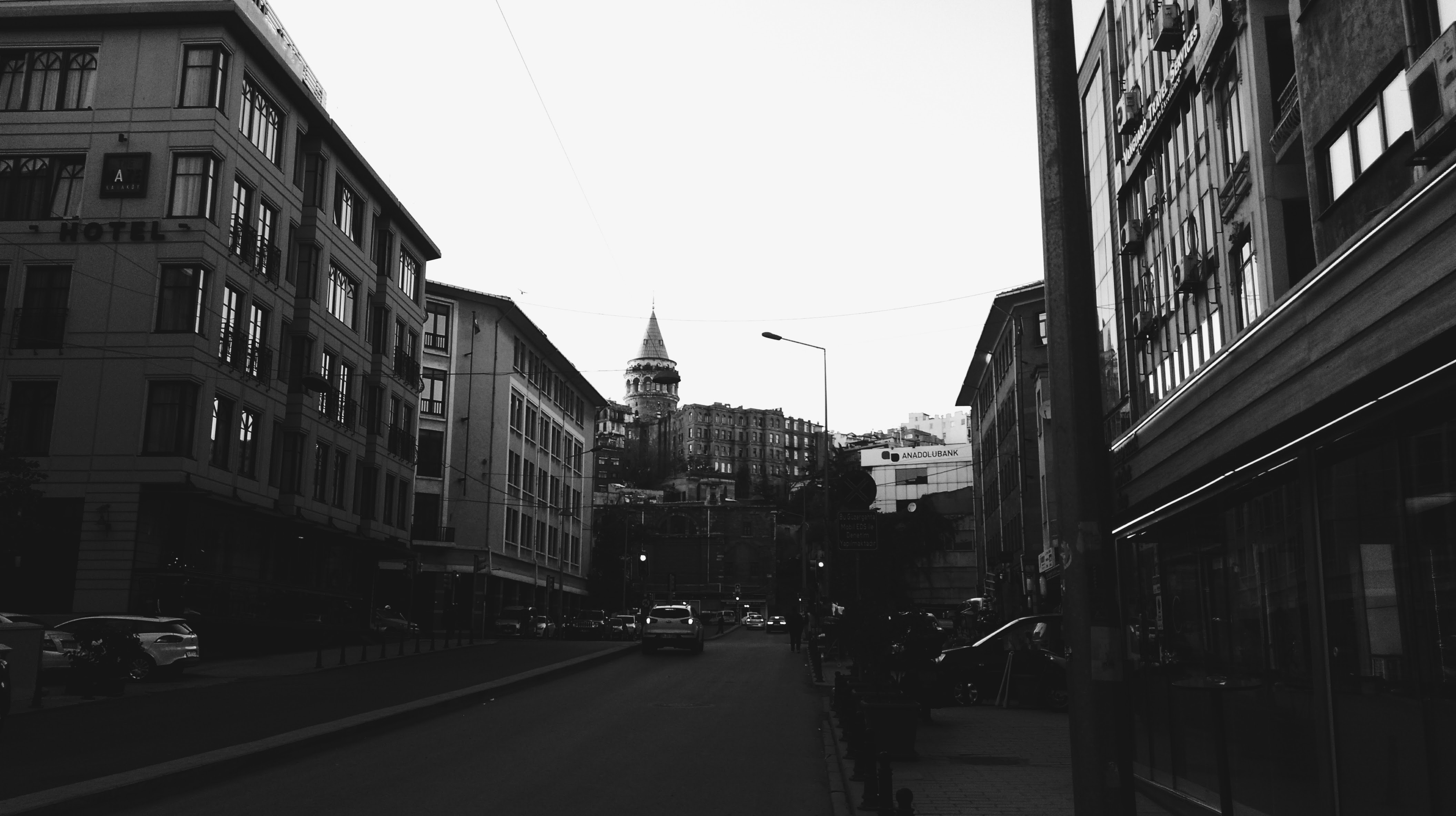 General 4224x2368 Istanbul Galata Tower monochrome city urban street