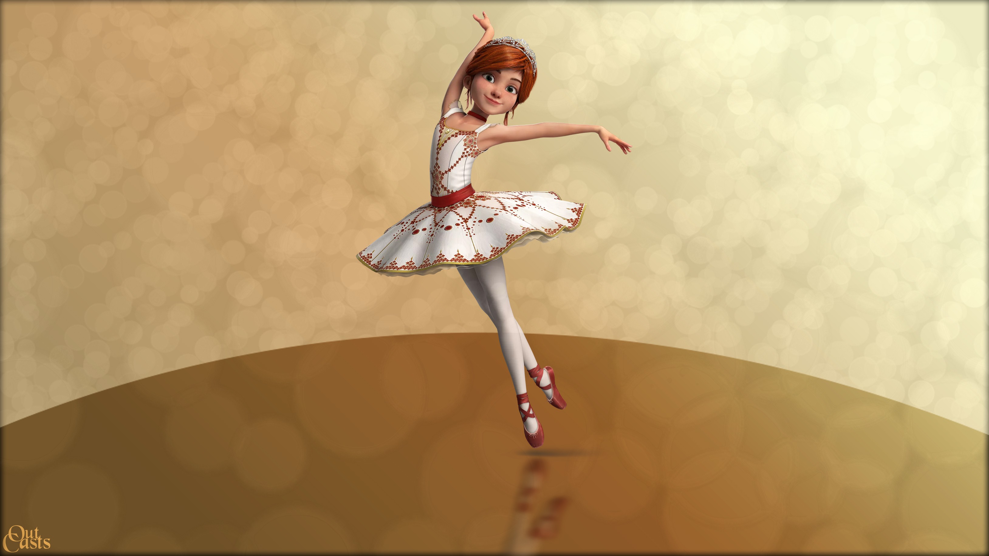 General 3256x1831 ballerina dancer redhead fantasy girl digital art watermarked
