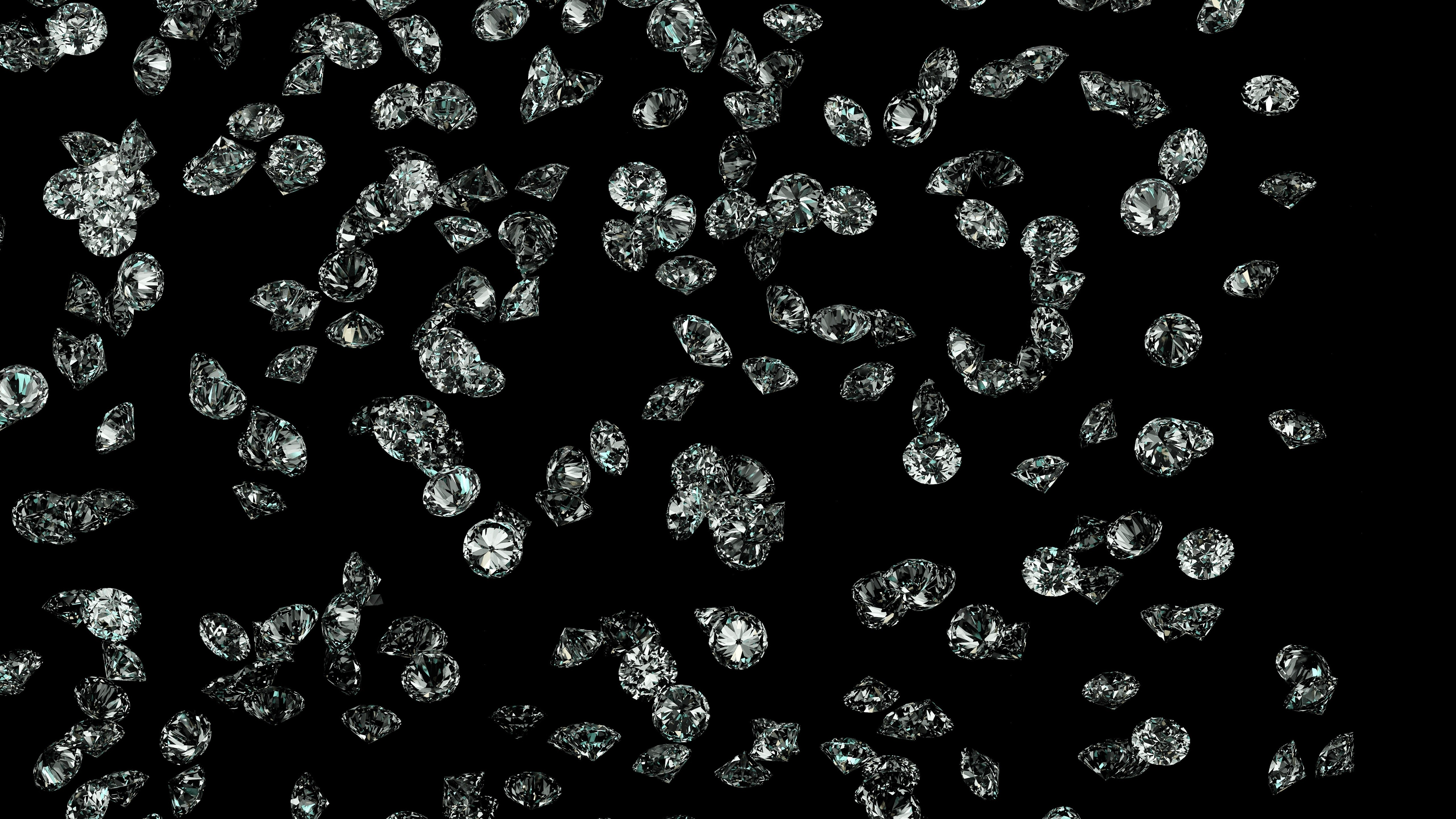 General 5120x2880 diamonds stones black background jewelry simple background digital art