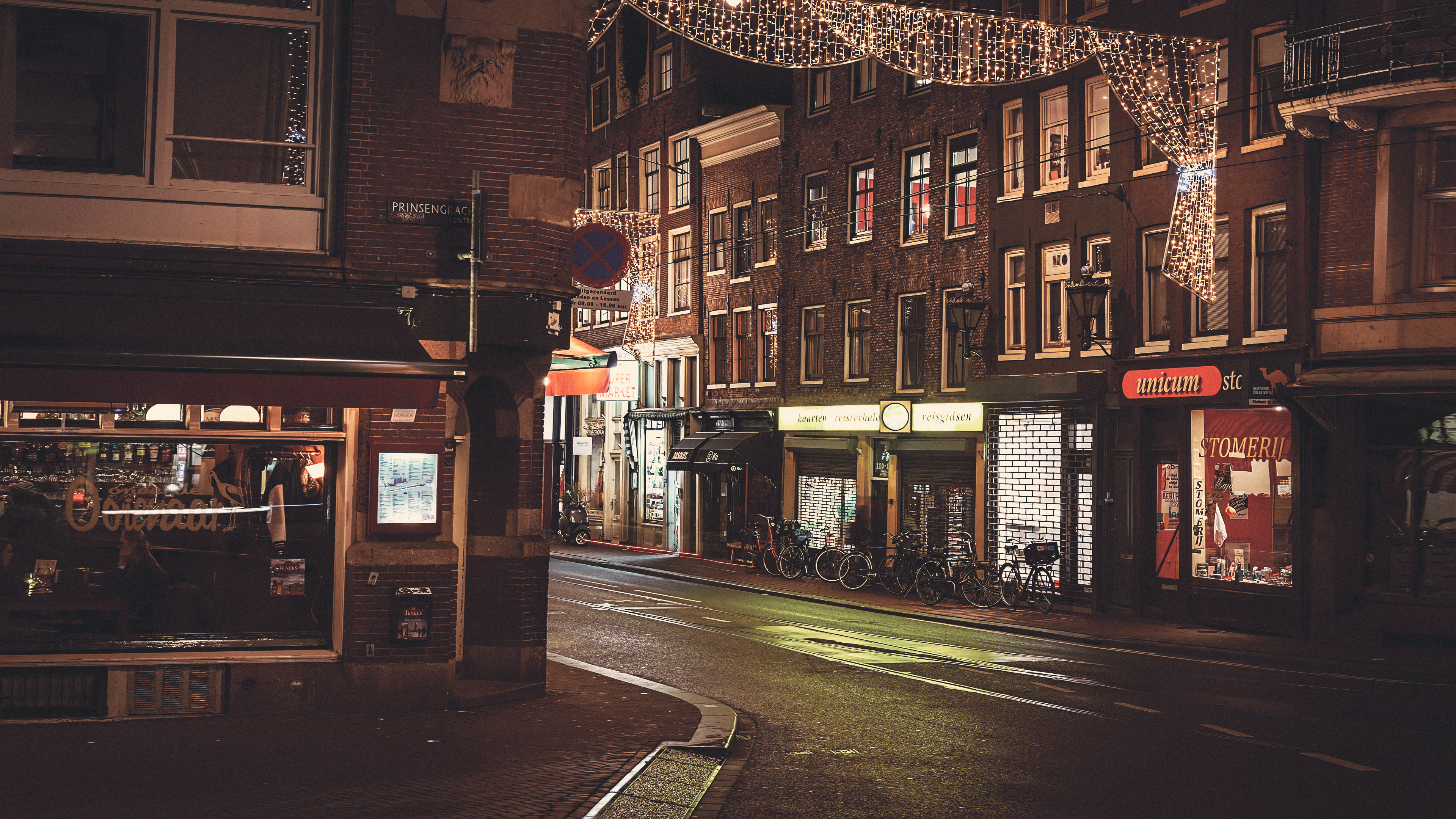 General 3840x2160 Amsterdam Netherlands house street night city road cityscape photography bar