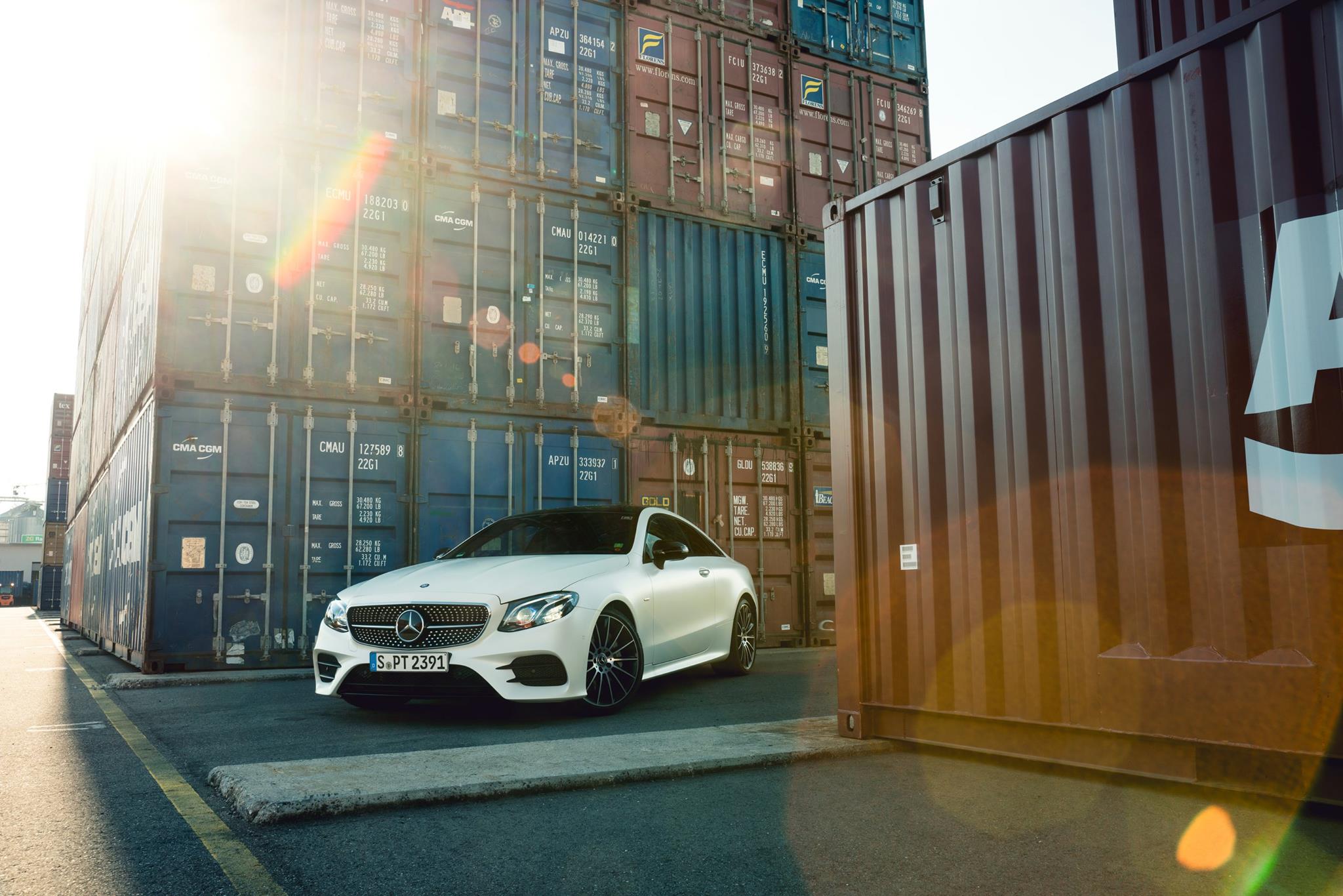 General 2048x1366 Mercedes-Benz white car containers lens flare German cars