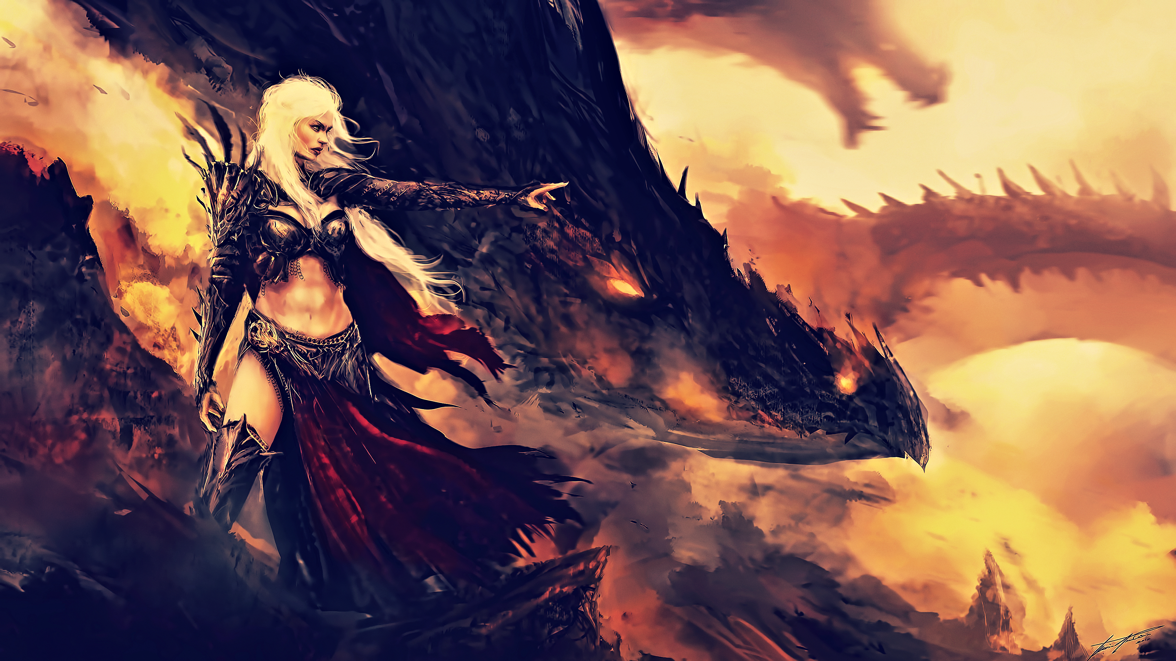 General 3840x2160 fantasy art dragon fan art artwork A Song of Ice and Fire Daenerys Targaryen