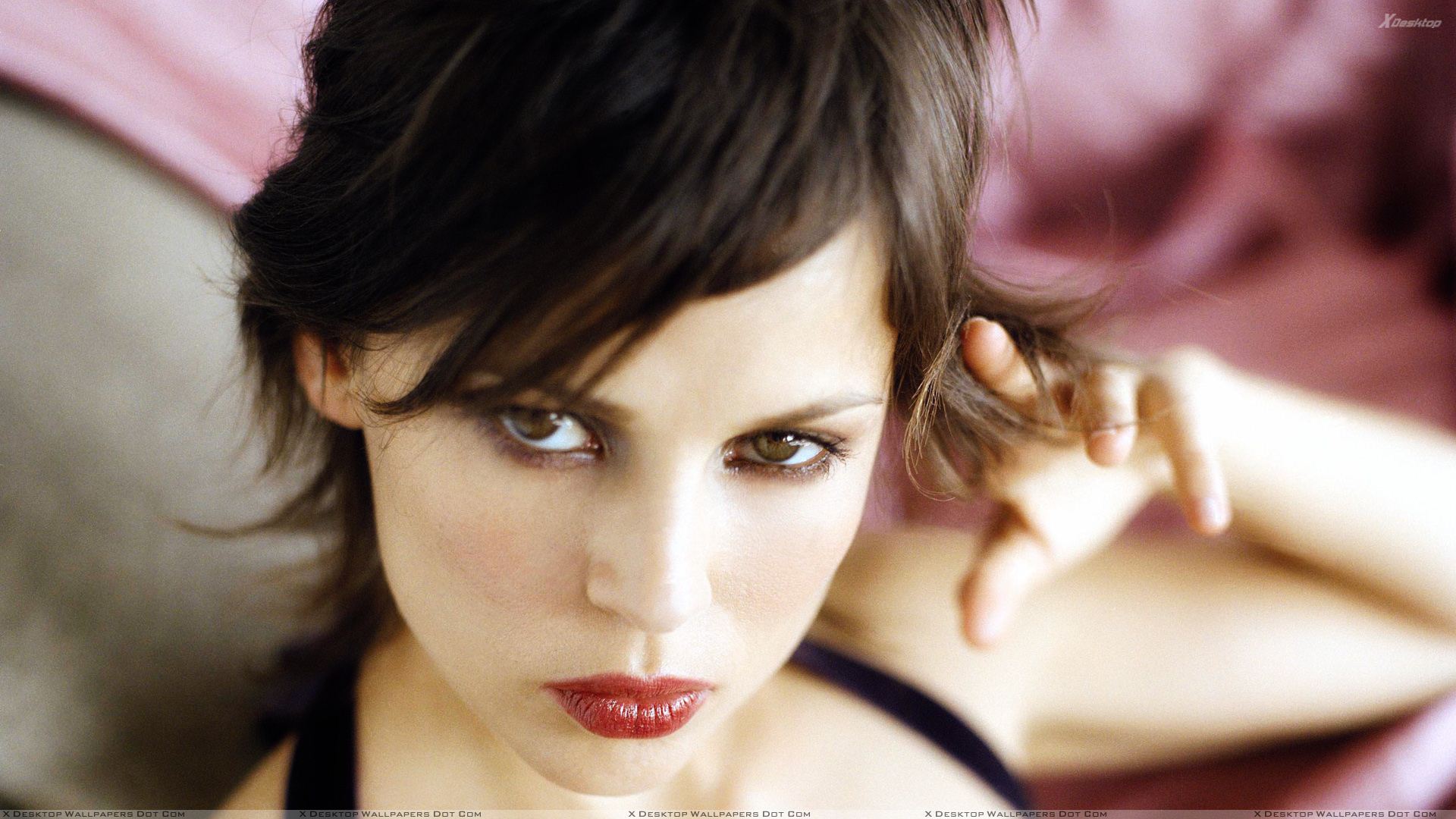 People 1920x1080 women green eyes depth of field model Elena Anaya face portrait closeup watermarked