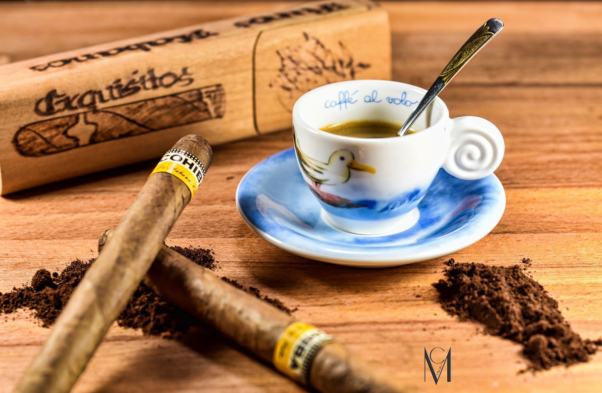 General 2048x1340 still life cup cigars coffee spoon Massimo Cola closeup drink