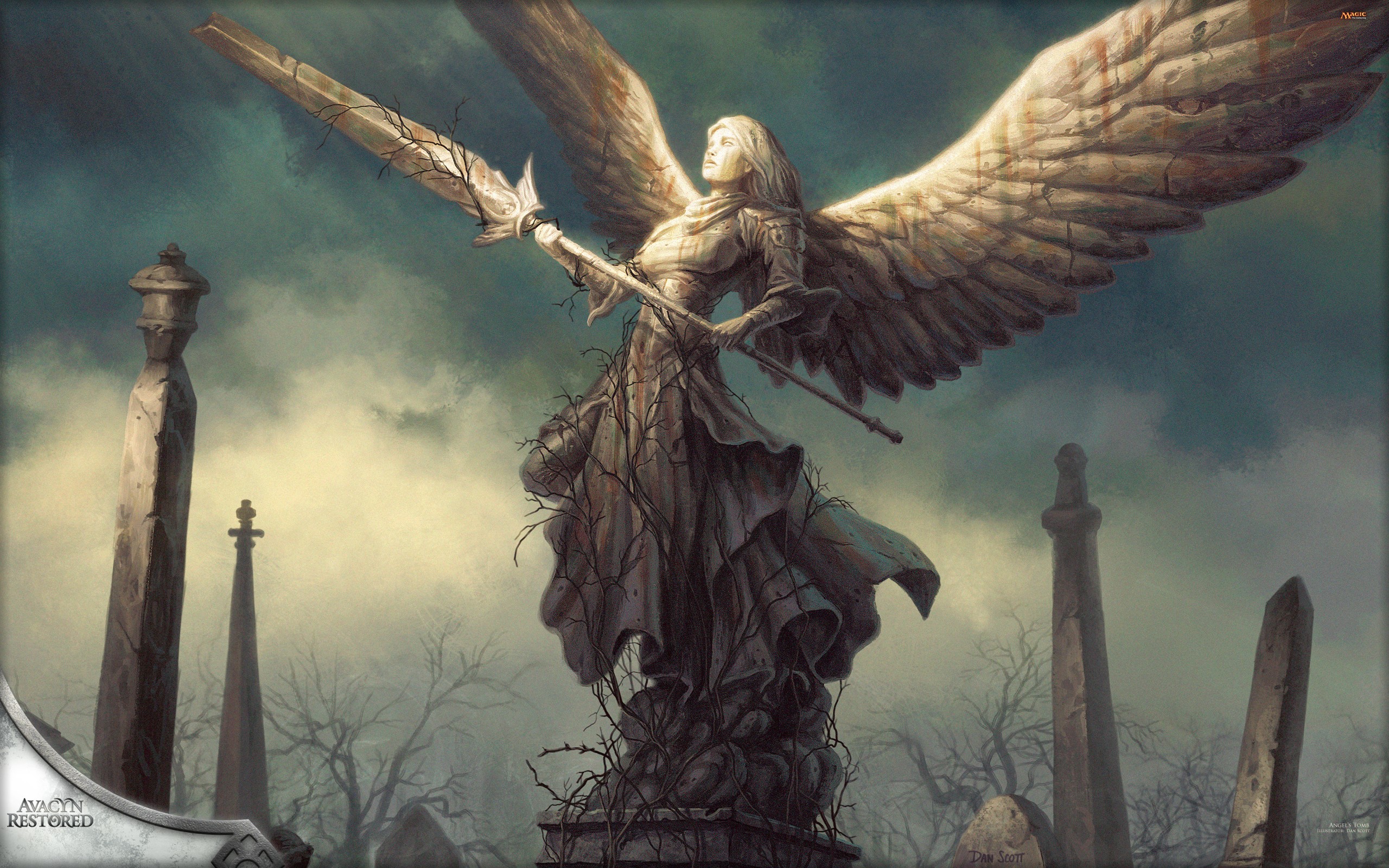 General 2560x1600 Magic: The Gathering statue wings angel fantasy art video games digital art