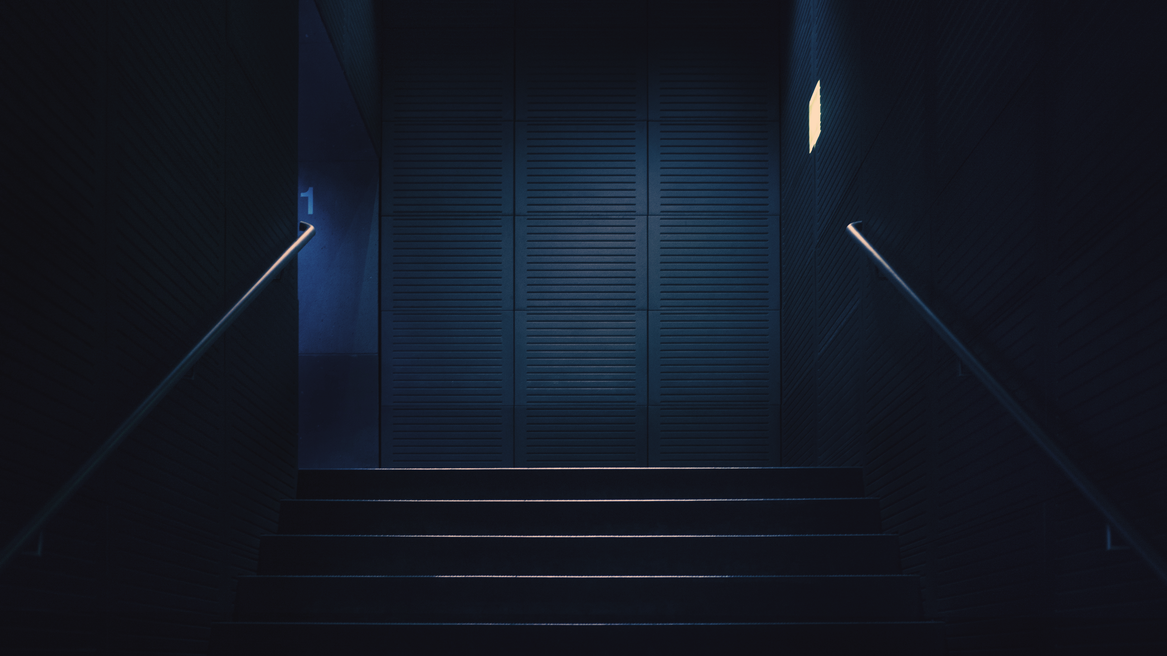 General 3840x2160 blue dark lights handrail stairs numbers