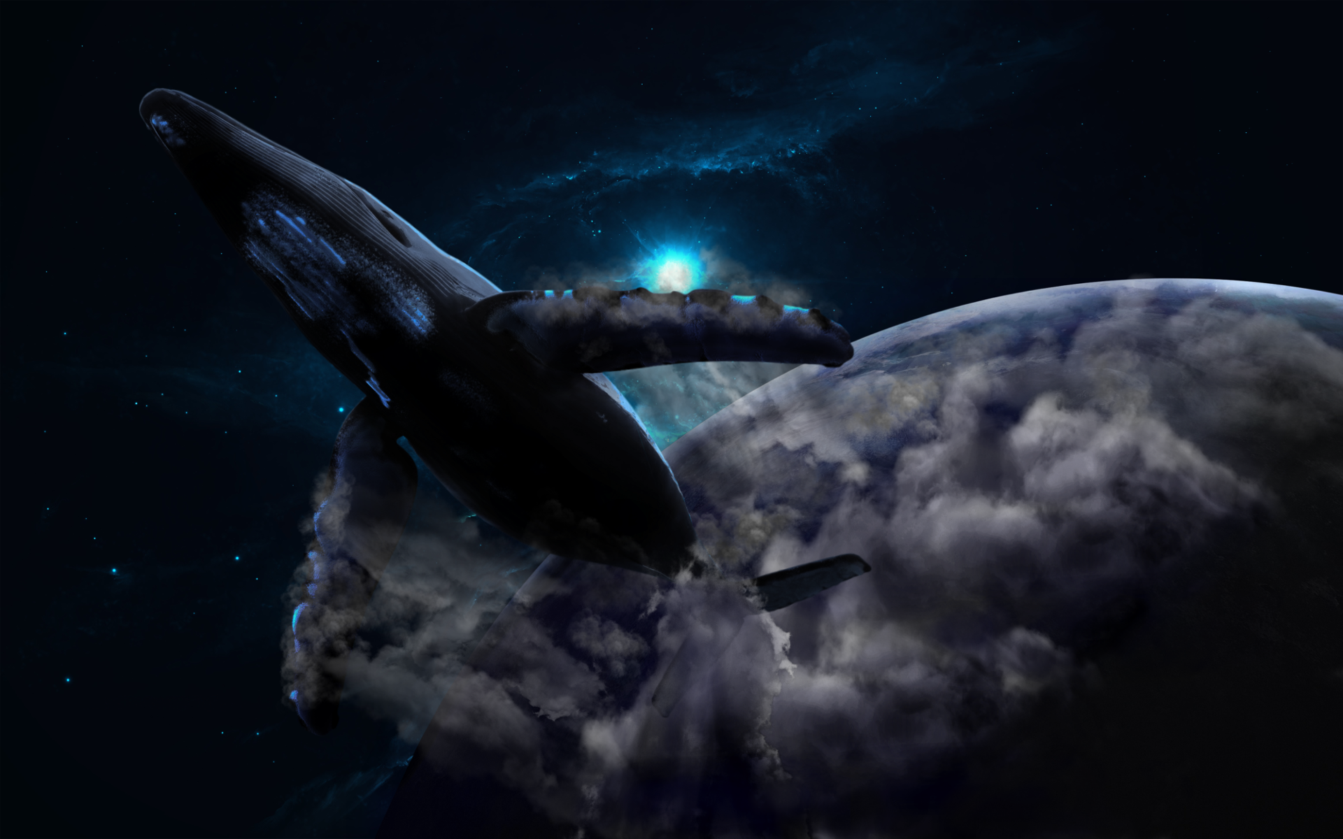 General 1920x1200 space whale science fiction