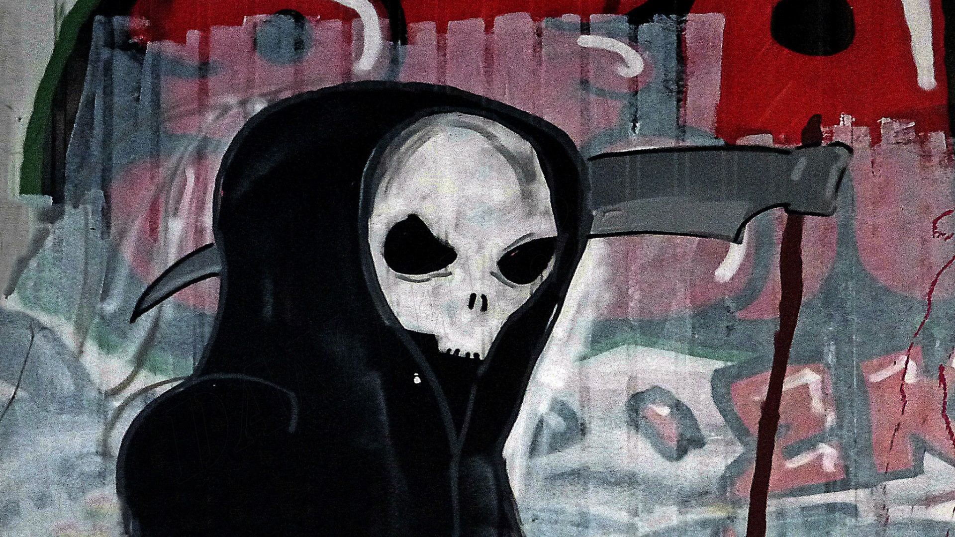 General 1920x1080 artwork Grim Reaper skull graffiti