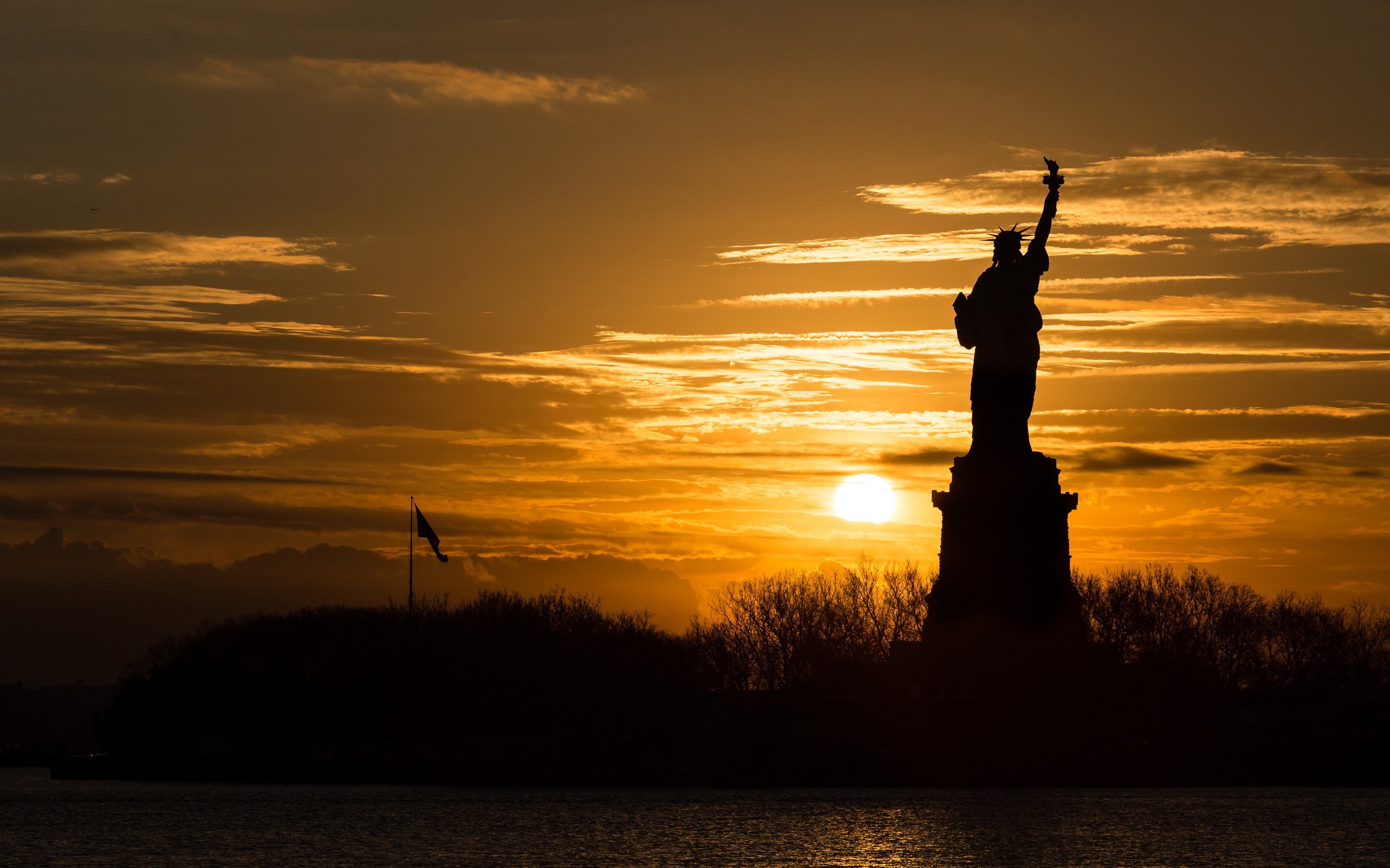 General 2560x1600 sky Sun dark Statue of Liberty