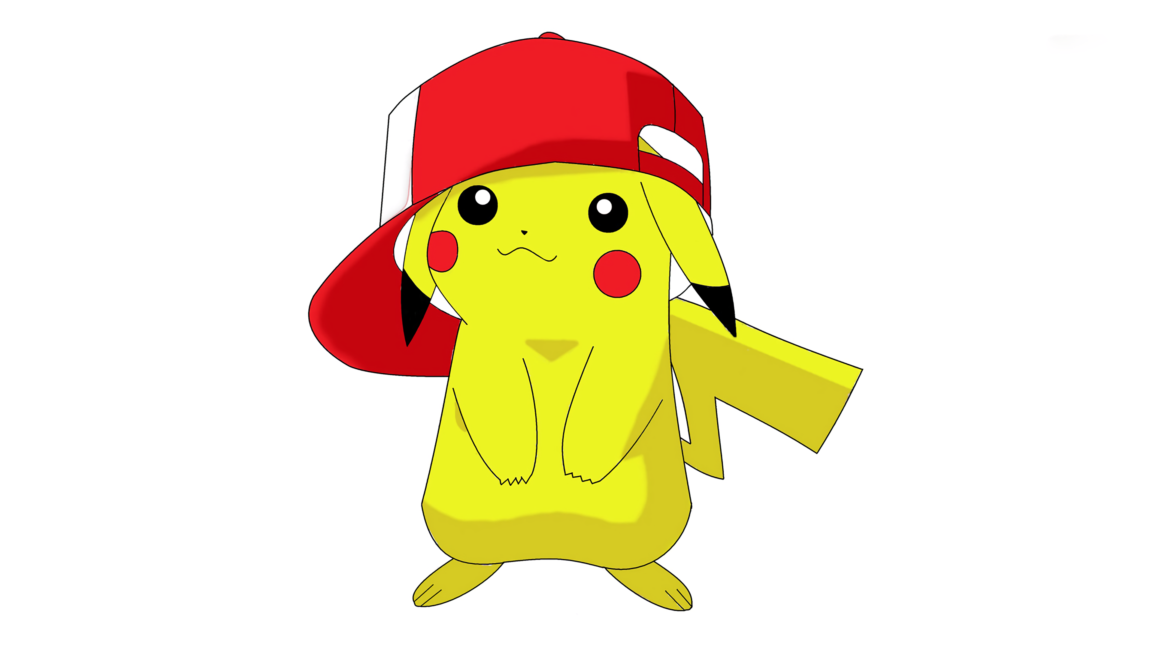 Anime 3840x2160 anime video games Pokémon Pikachu white background simple background hat