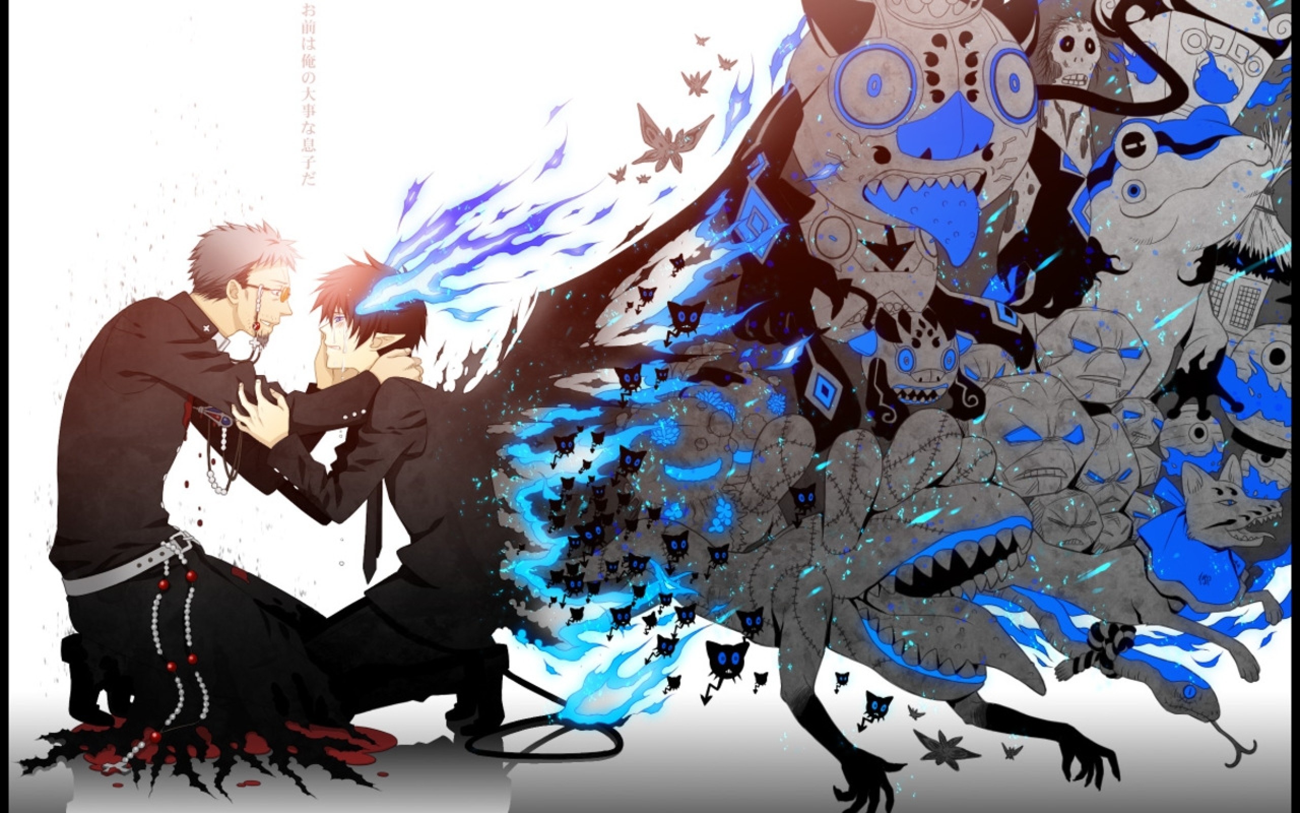 Anime 2560x1600 Blue Exorcist Okumura Rin anime anime boys