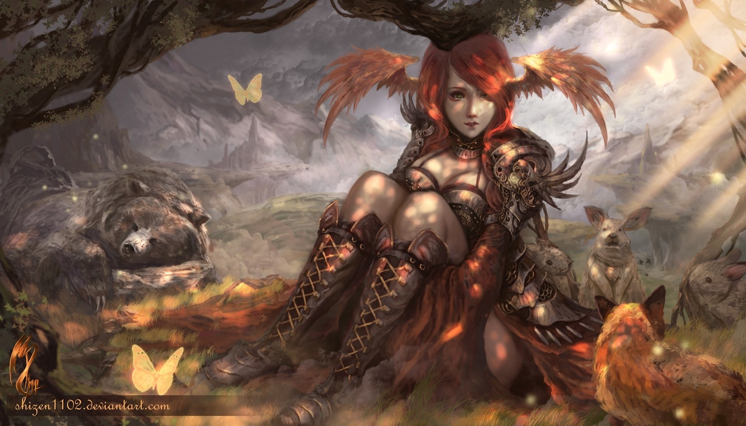 General 1500x857 fantasy art angel fantasy girl DeviantArt redhead