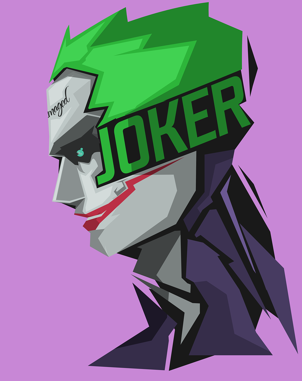 General 1200x1510 Bosslogic artwork Joker pink background Batman villains green hair profile comics DC Comics