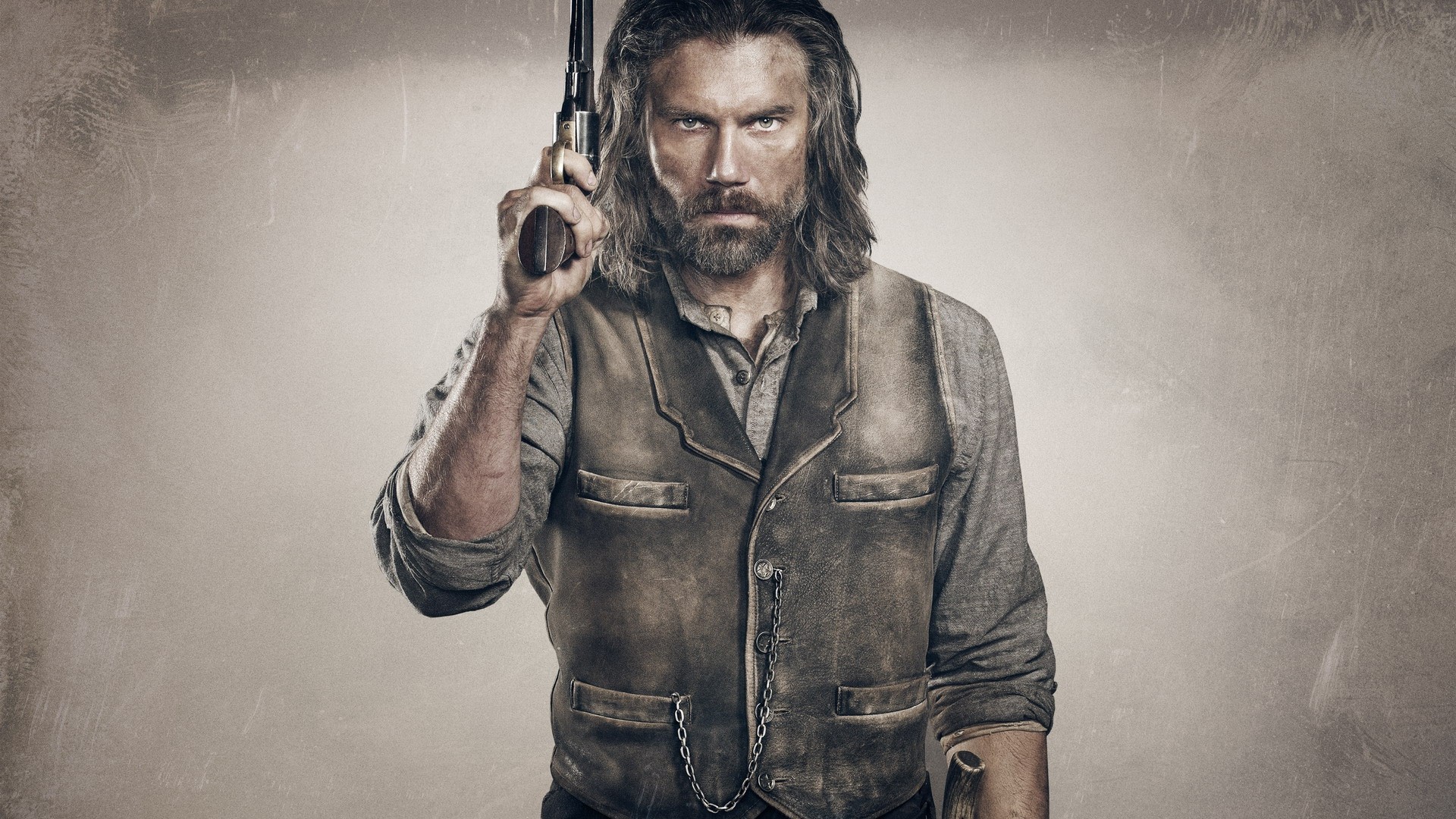 General 1920x1080 Hell on Wheels men revolver western TV series Anson Mount beard frontal view simple background