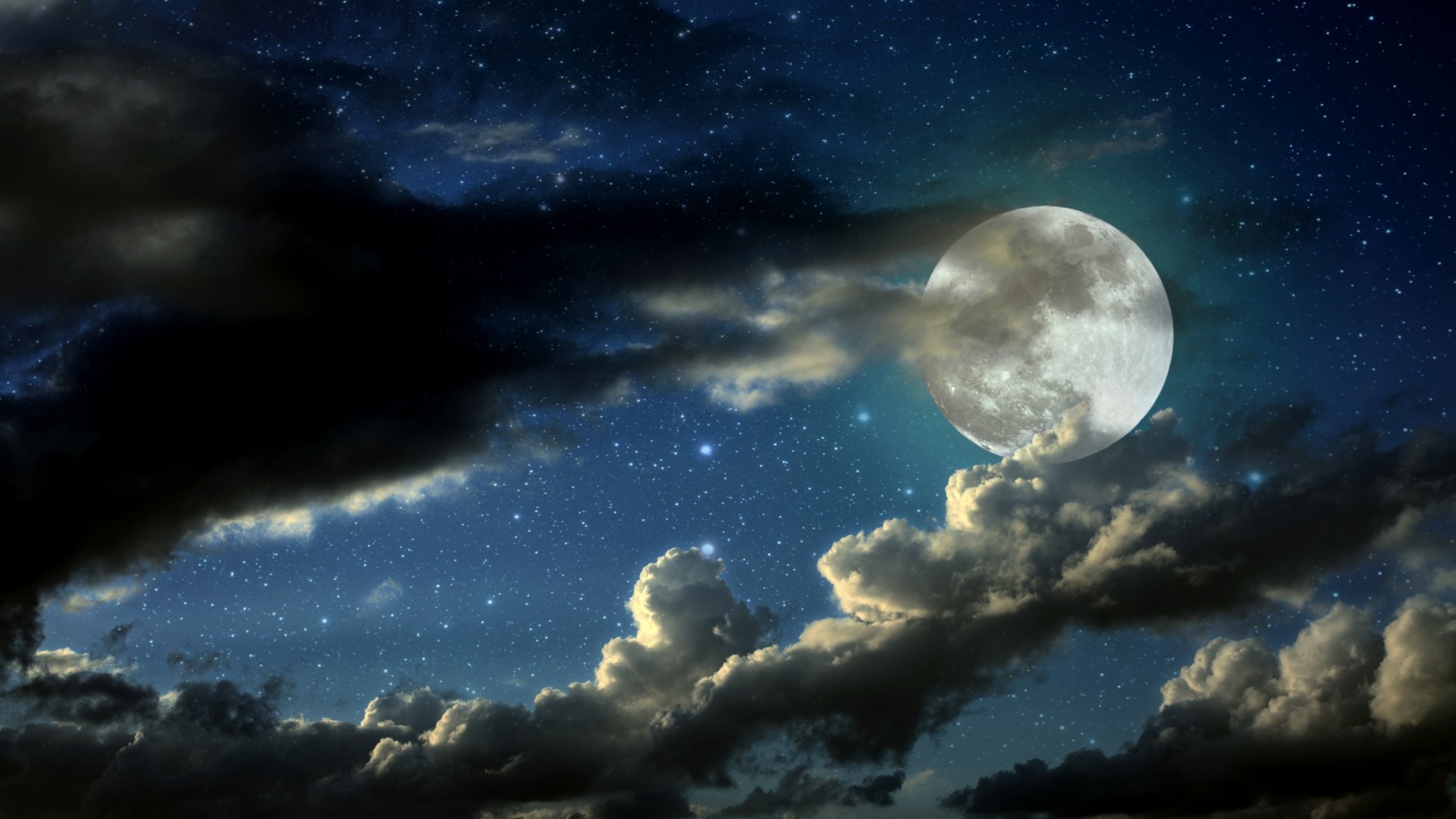 General 1920x1080 Moon clouds stars sky nature