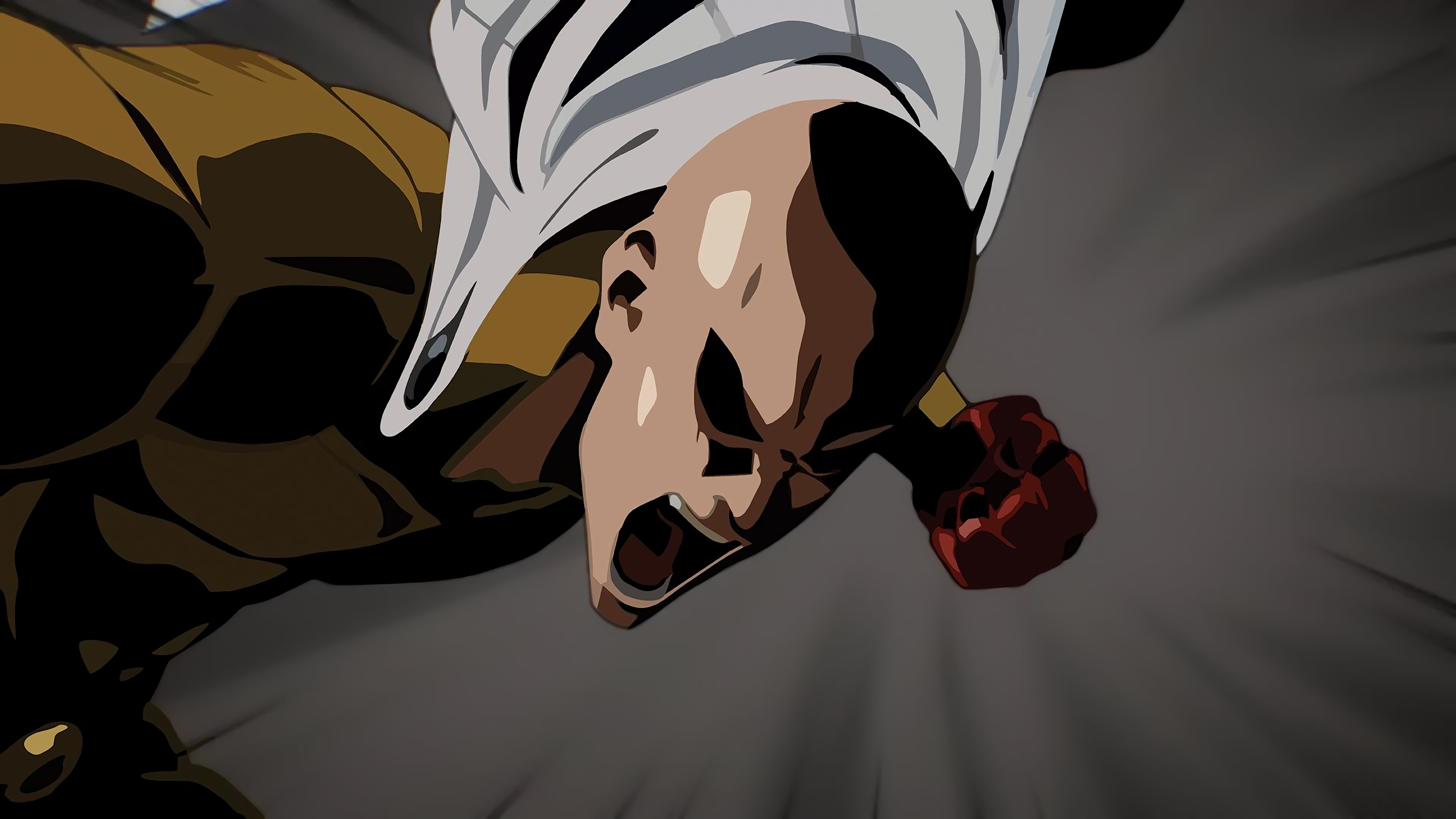 Anime 3840x2160 One-Punch Man Saitama anime fist anime men open mouth screaming