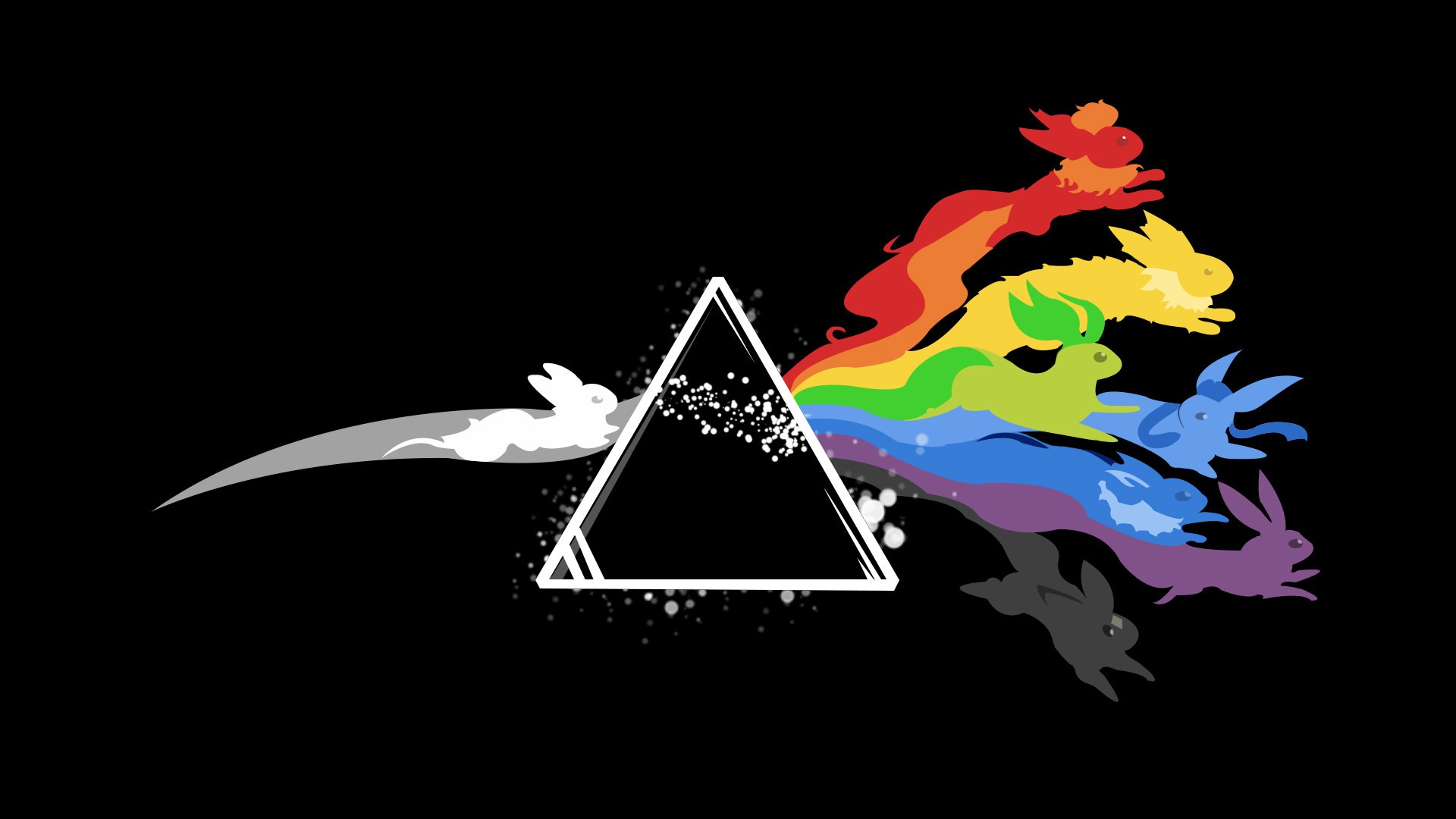General 1920x1080 Pink Floyd triangle rabbits music black background simple background animals geometric figures artwork