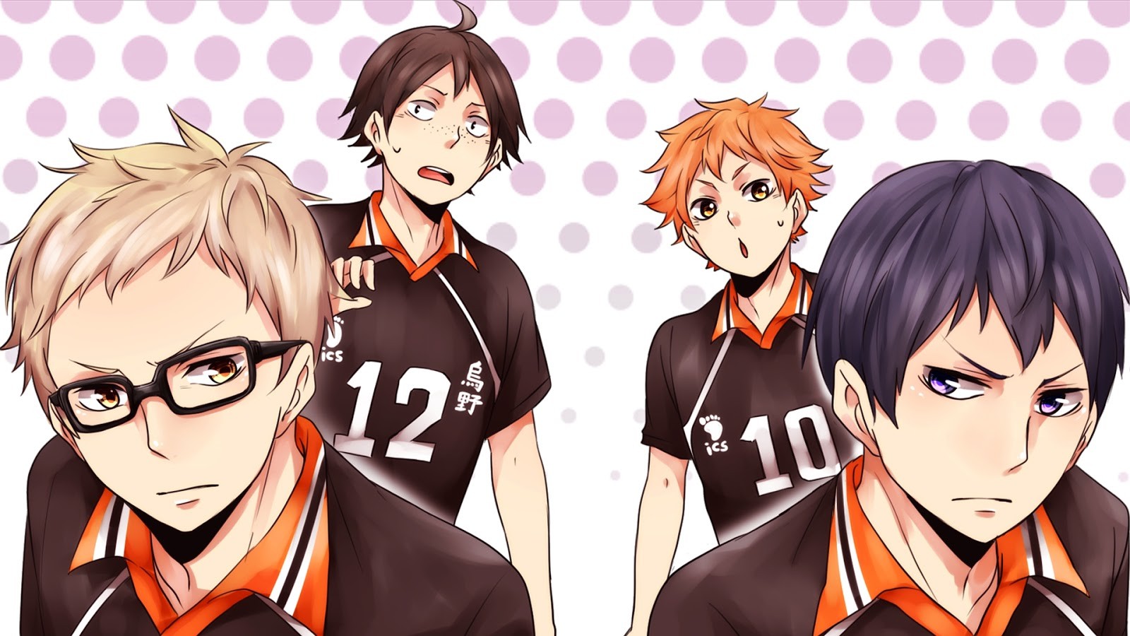 Anime 1600x900 Haikyuu!! anime boys Group of Men glasses anime printed shirts numbers
