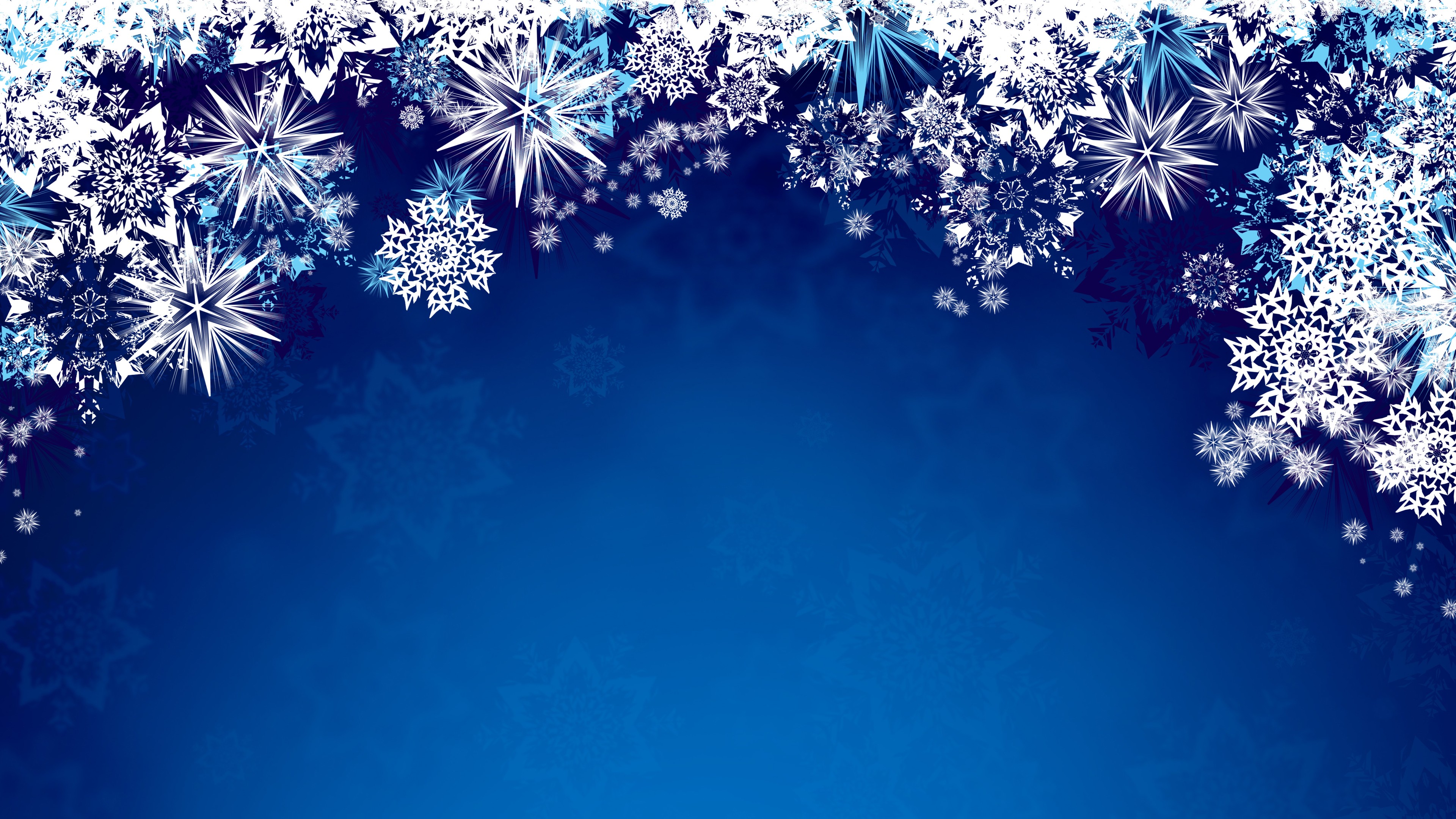 General 3840x2160 vector snowflakes blue background blue digital art