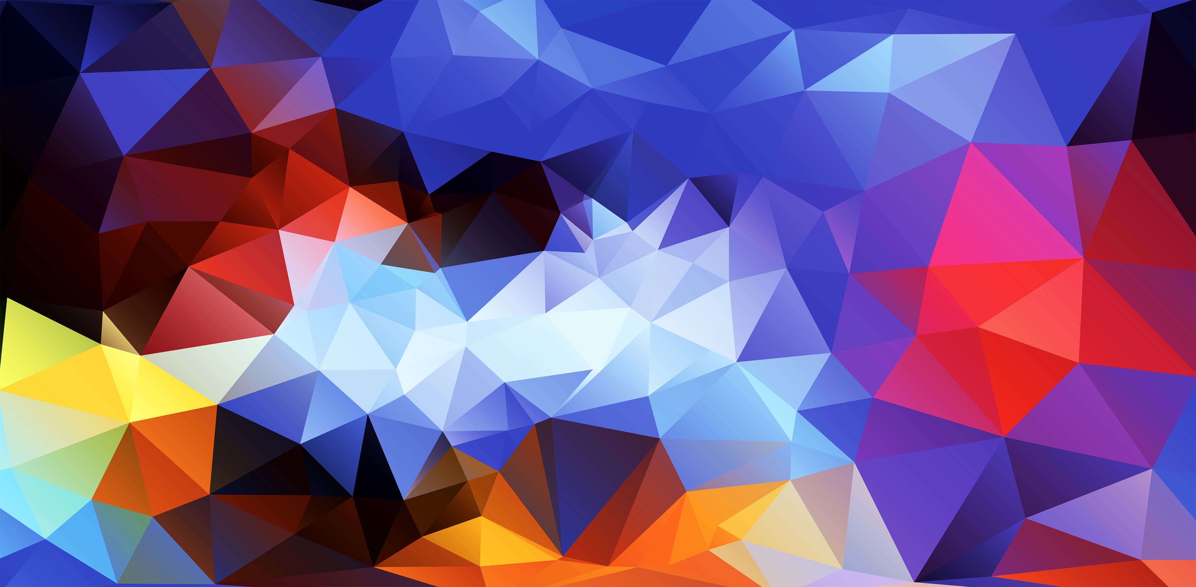 General 4169x2048 abstract low poly geometry colorful digital art blue