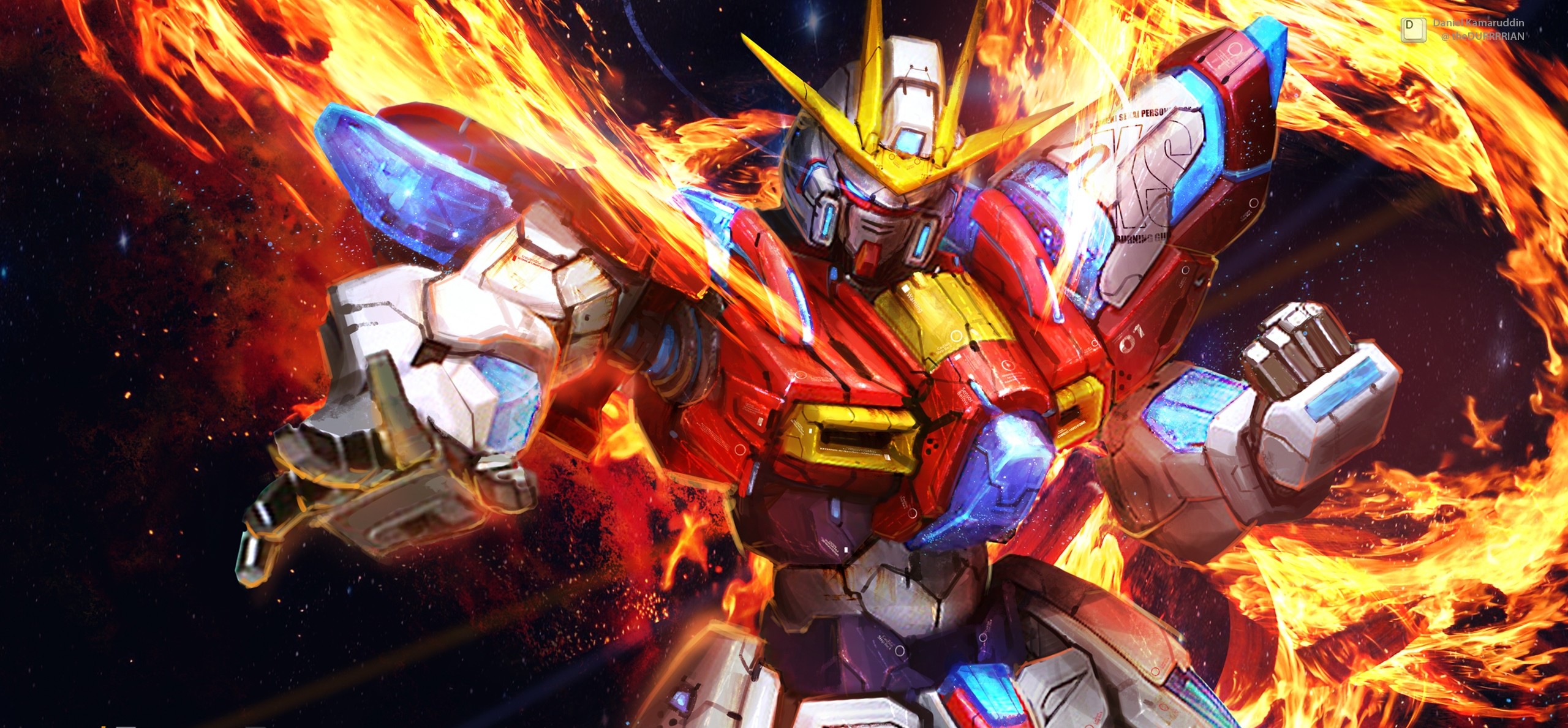 Anime 2560x1189 Mobile Suit Gundam Gundam Build Fighters Try fire mechs