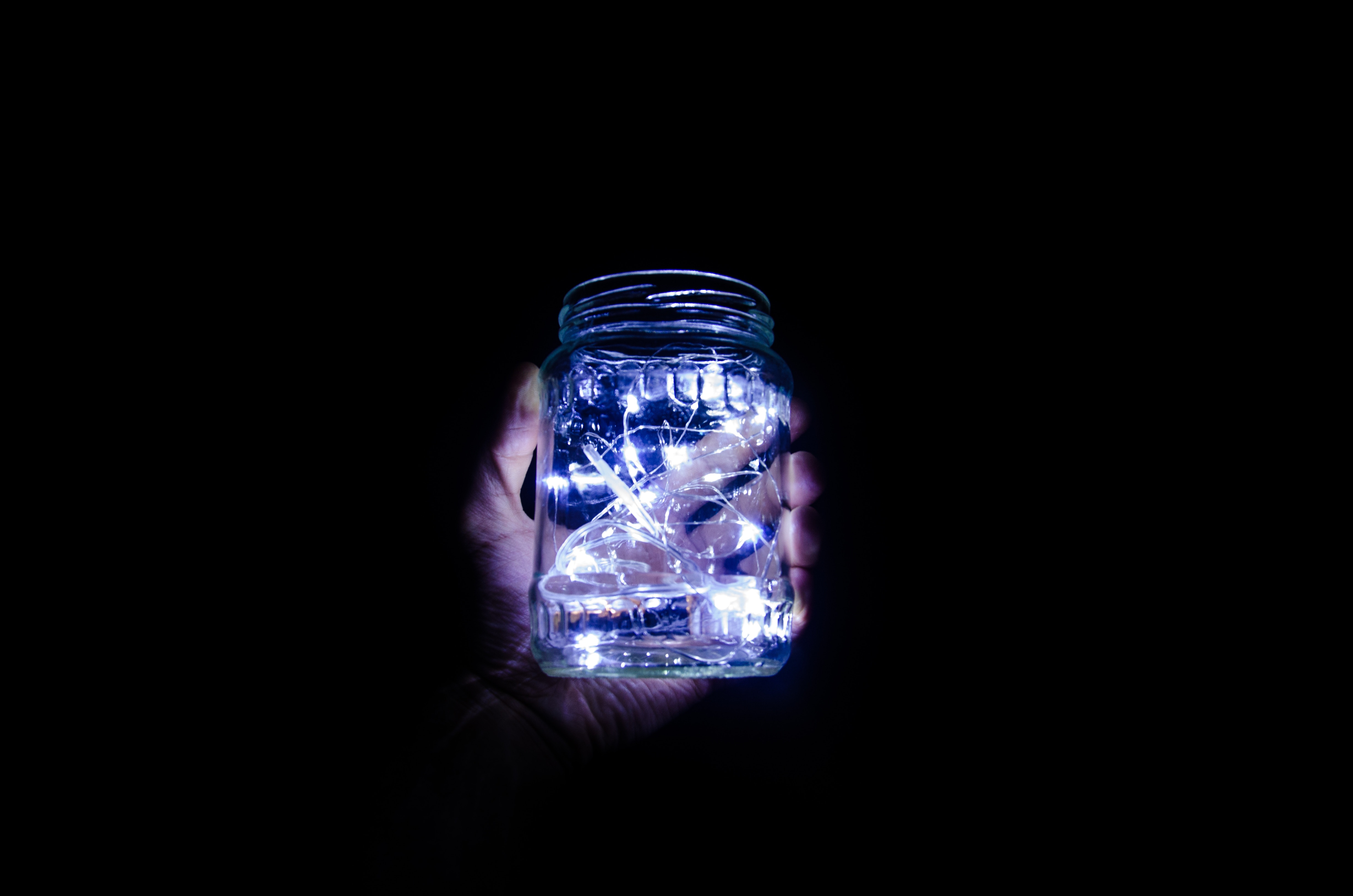 General 4916x3256 black background lights glass jar