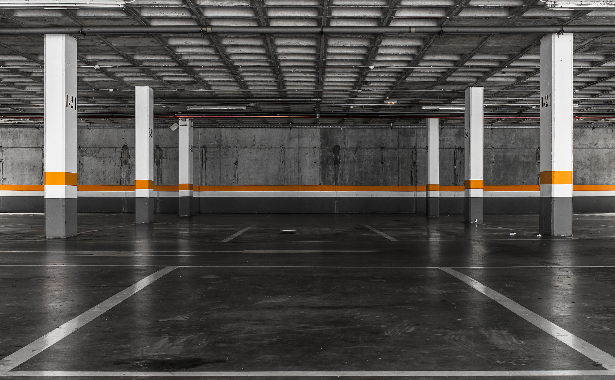 General 2048x1267 parking lot garage architecture gray orange concrete