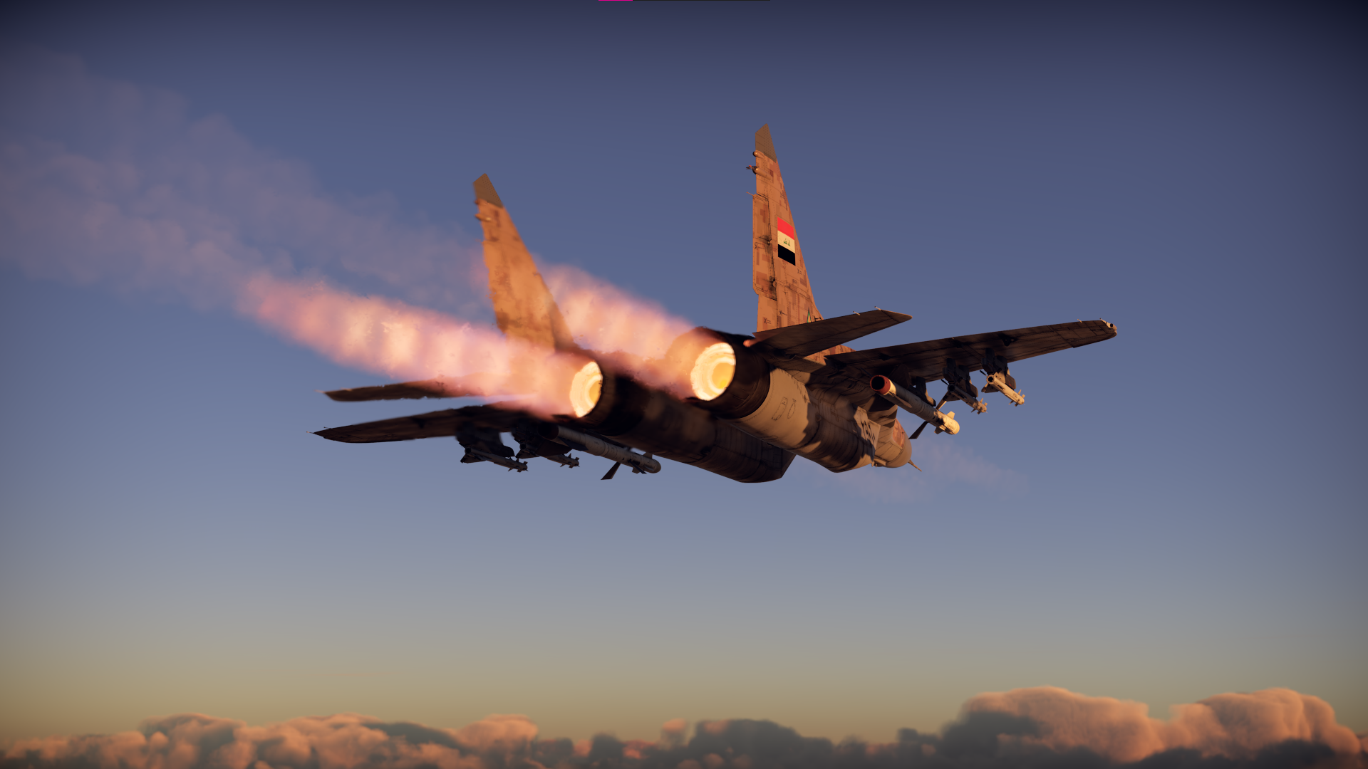 General 1920x1080 War Thunder iraqi air force jet fighter aircraft sky video games CGI Mikoyan MiG-29 afterburner screen shot shock diamonds