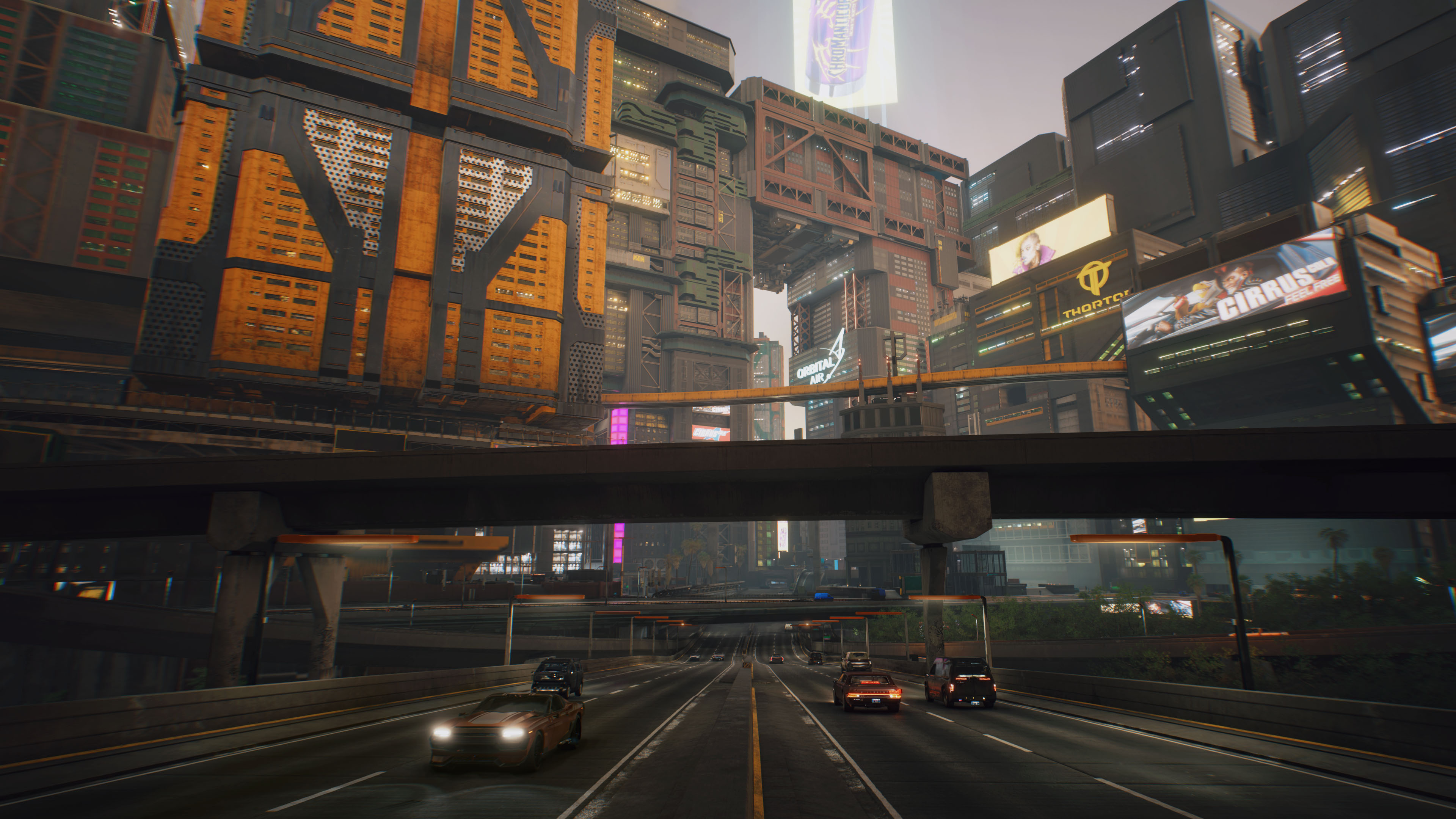 General 3840x2160 Cyberpunk 2077 city video games car video game art headlights road building CGI futuristic