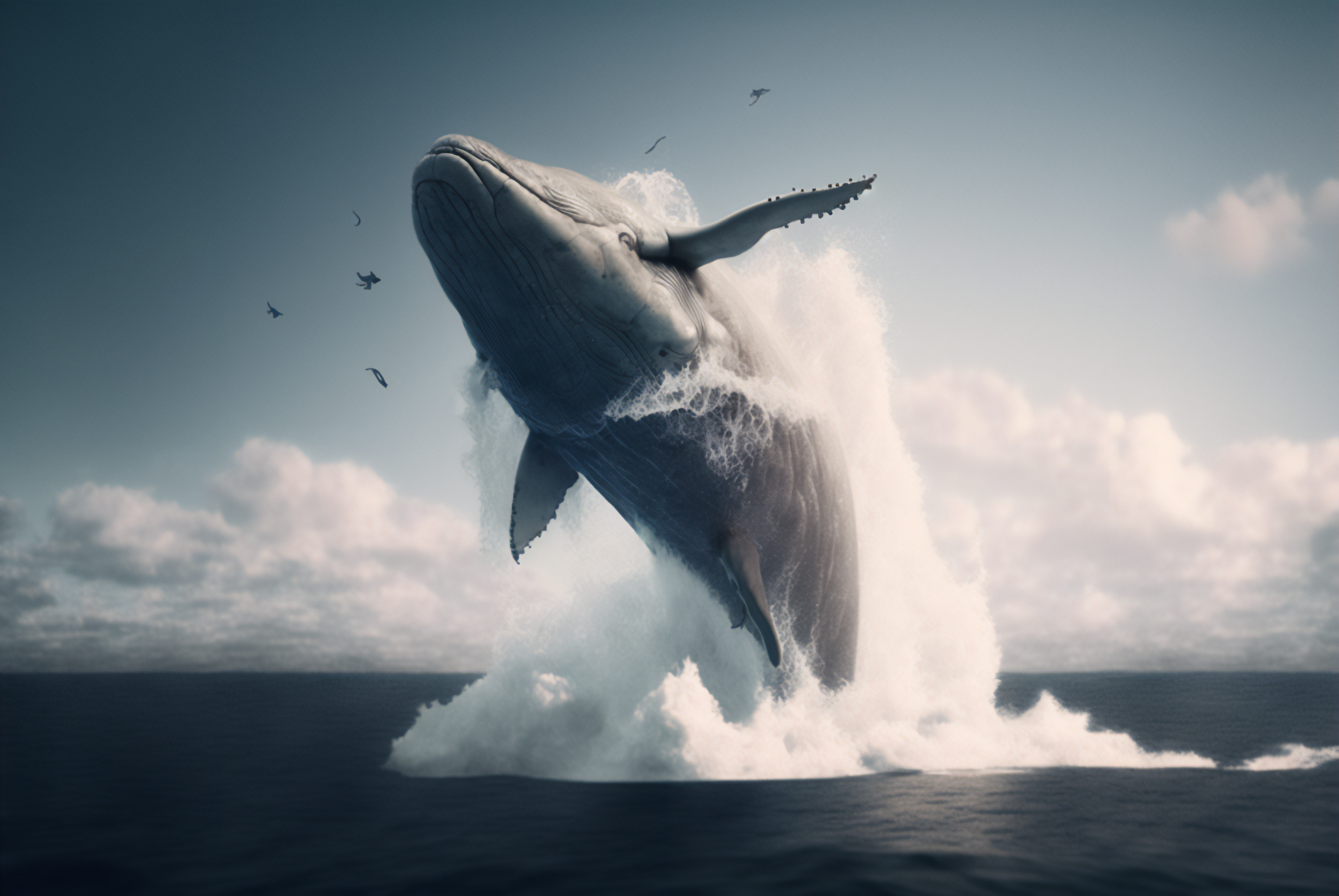 General 3060x2048 AI art humpback whale sea animals water nature