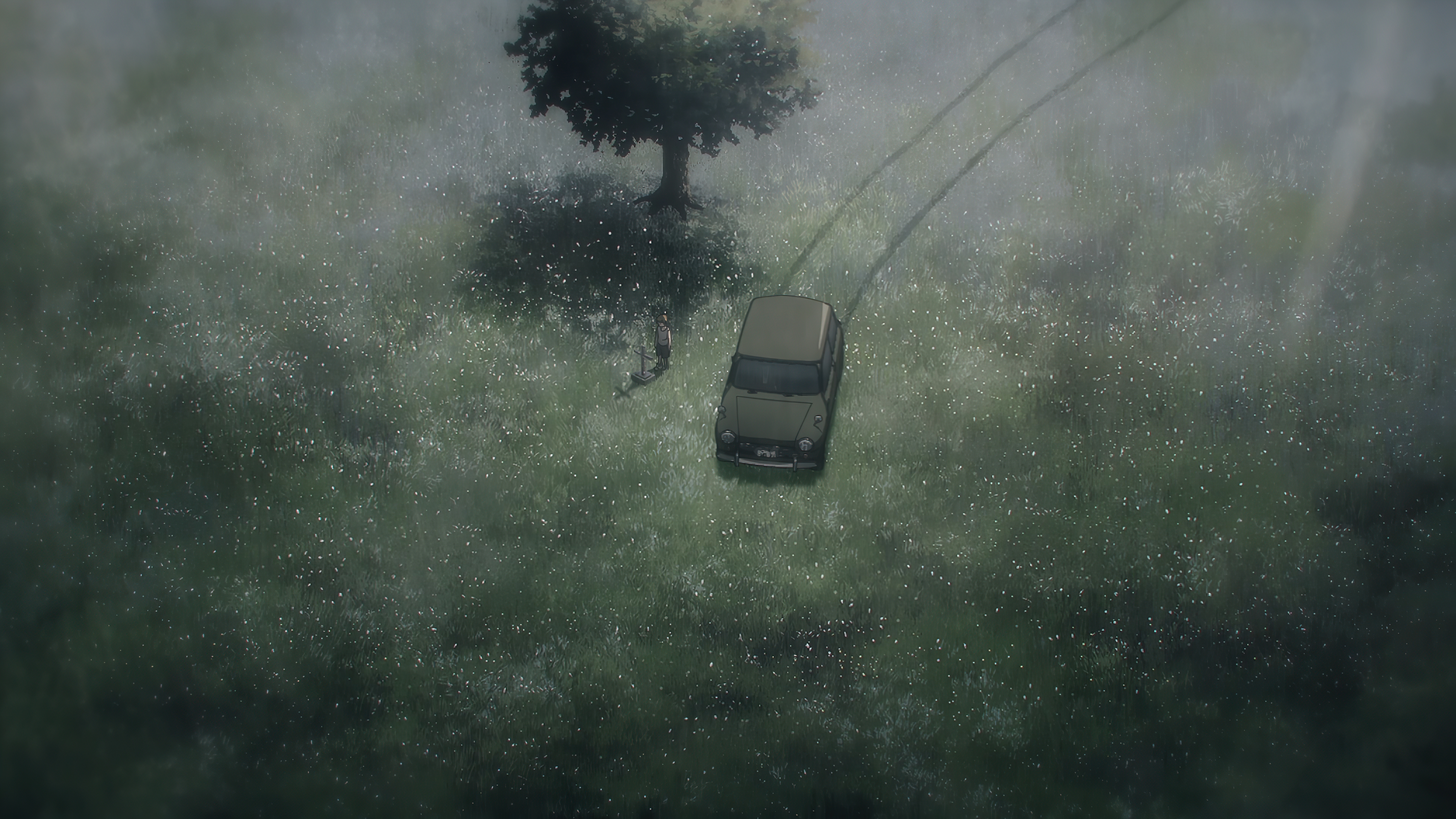 Anime 3840x2160 Chainsaw Man anime 4K anime screenshot car Denji (Chainsaw Man) anime boys grass