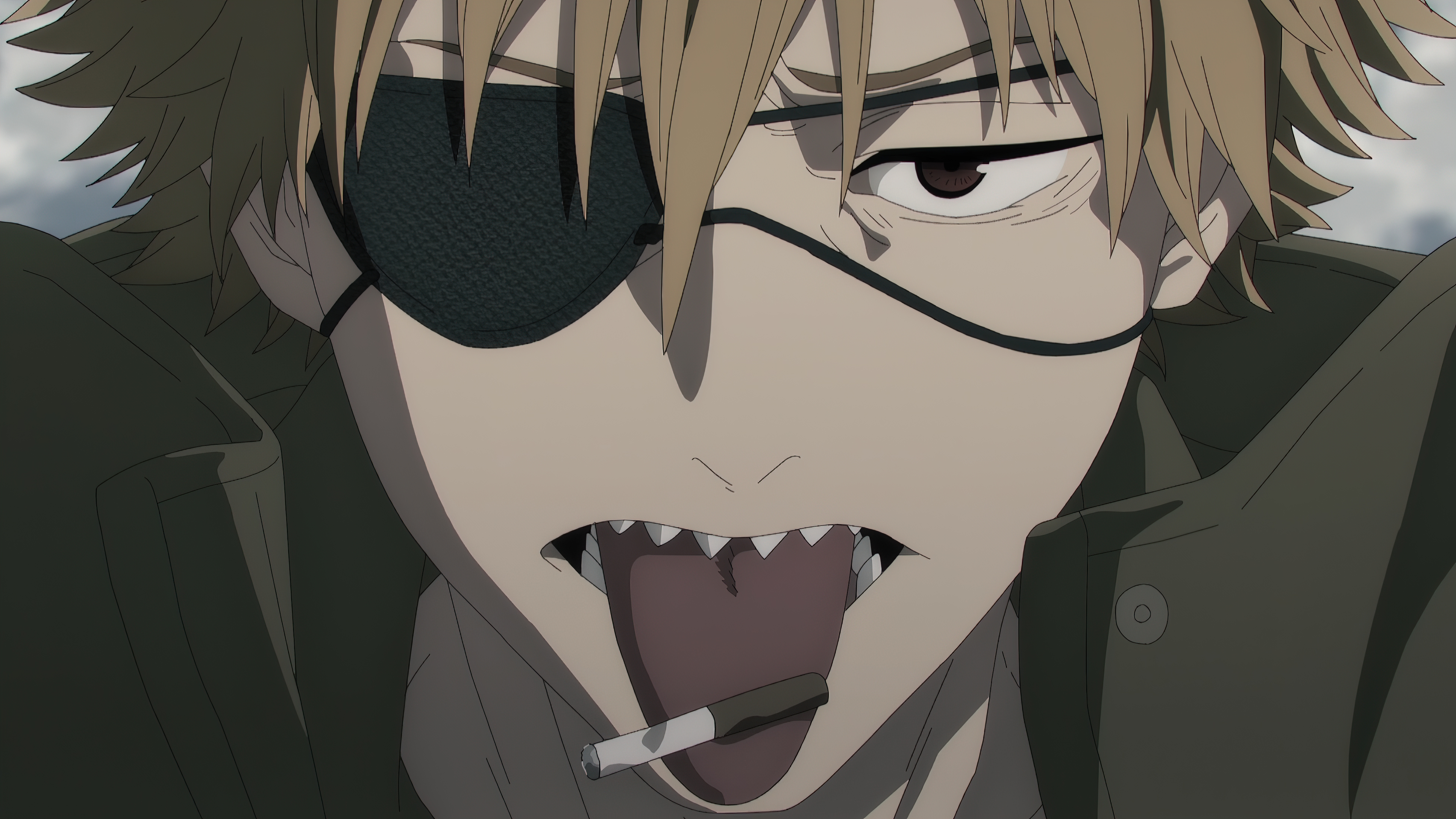Anime 3840x2160 anime boys tongue out cigarettes eyepatches anime Anime screenshot Denji (Chainsaw Man) 4K