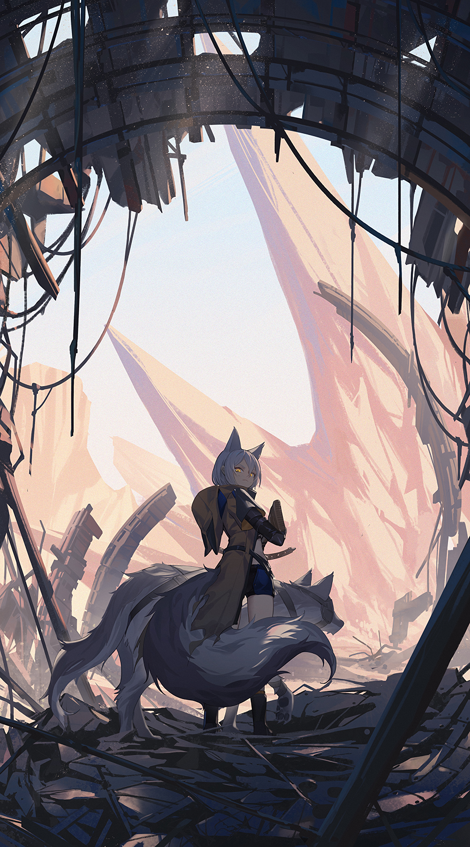 Anime 1600x2880 anime anime girls Provence (Arknights) Arknights portrait display wolf wolf girls wolf ears wolf tail