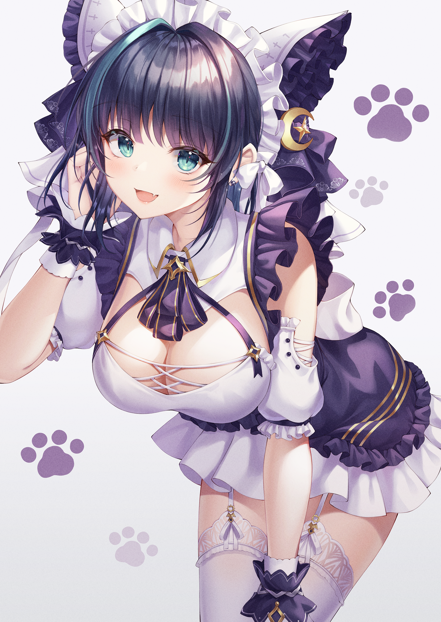 Anime 1500x2115 HMS Cheshire Azur Lane cat girl anime girls cleavage big boobs stockings garter belt Cheshire (Azur Lane)