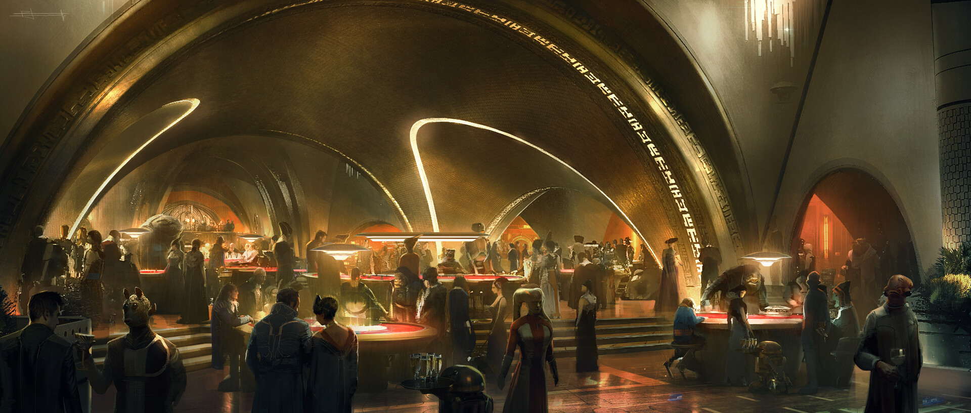 General 1920x816 artwork digital art Star Wars fantasy art futuristic casino Star Wars Droids