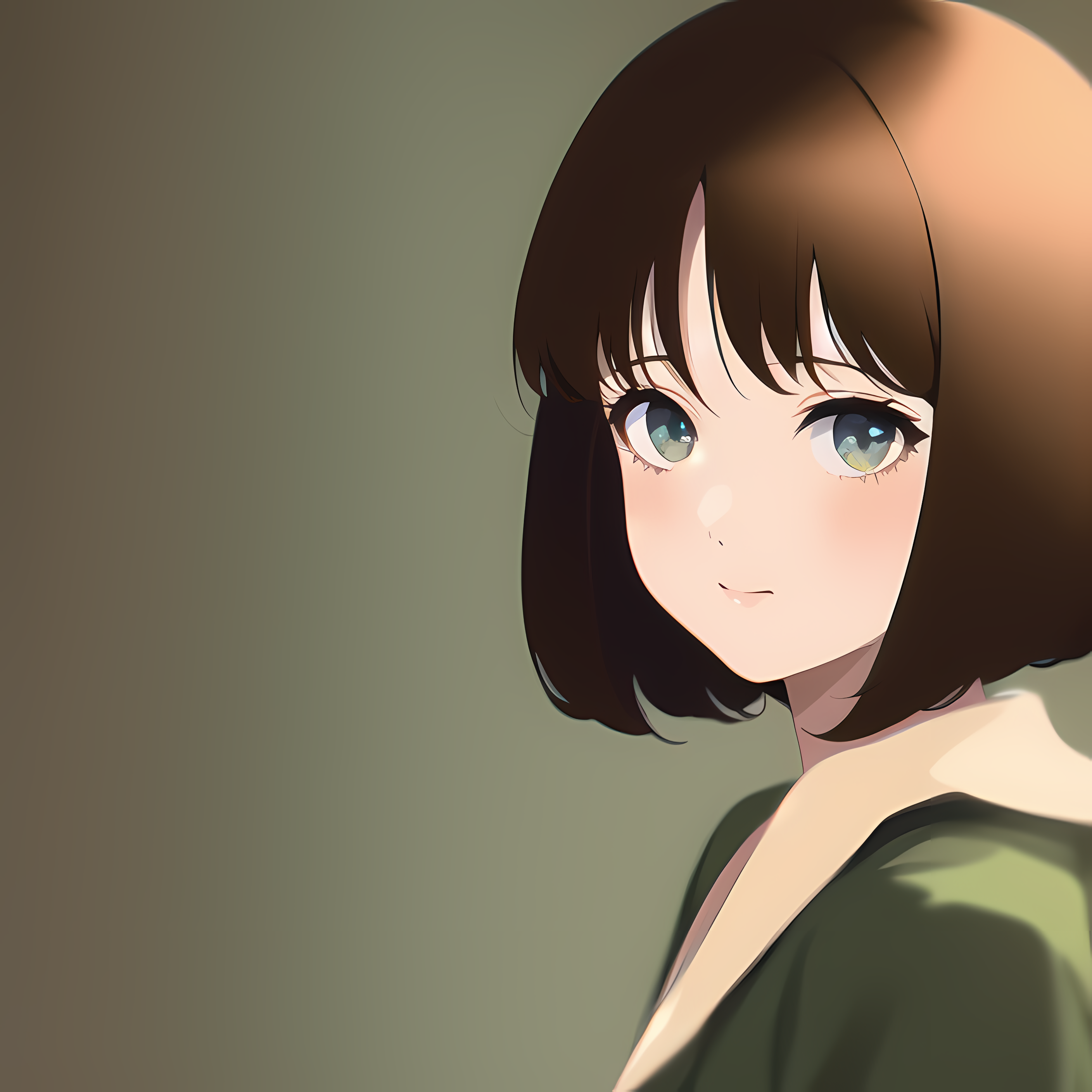 Anime 2816x2816 novel ai anime girls gradient brunette blue eyes minimalism simple background