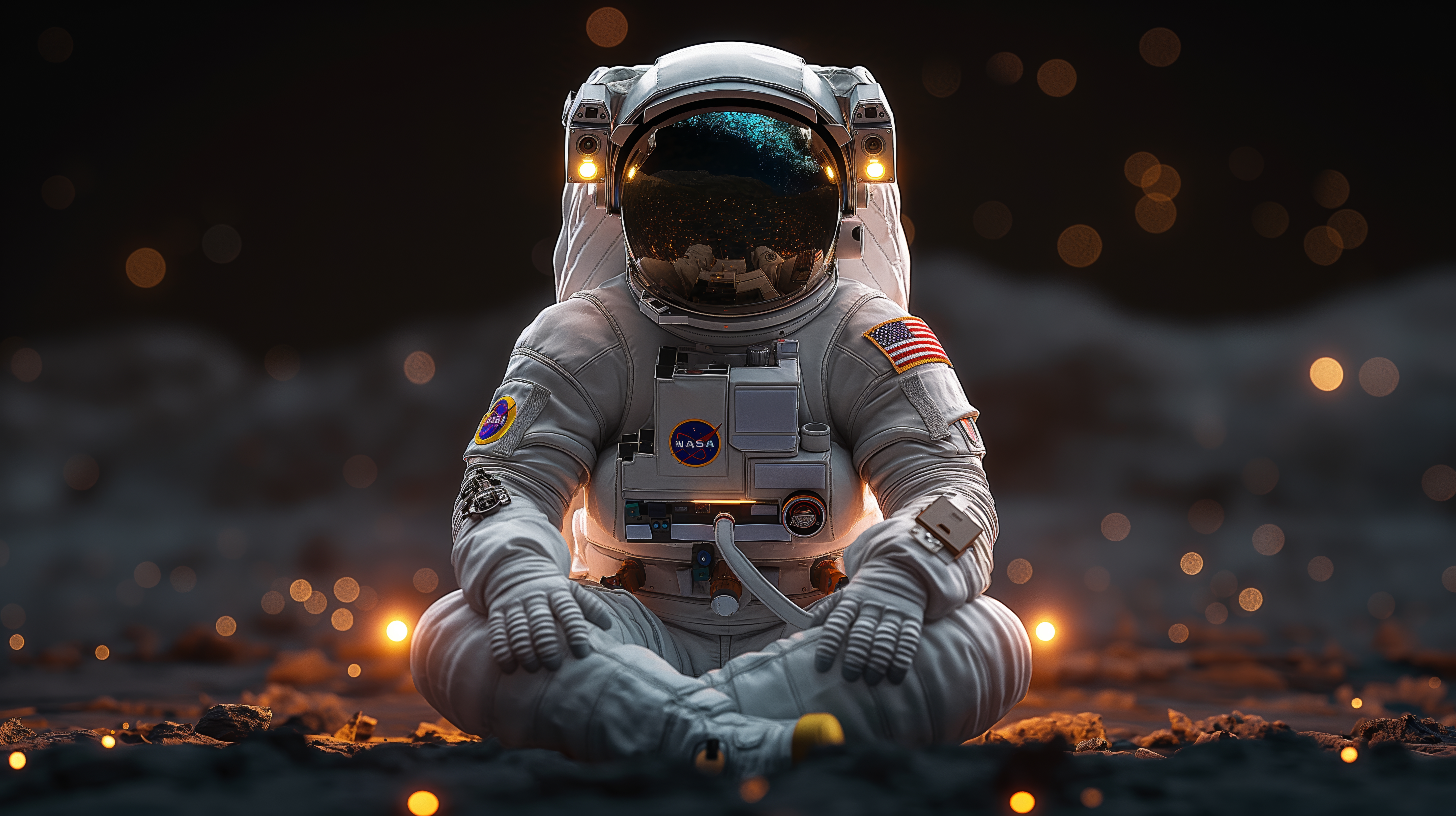 General 5824x3264 AI art astronaut sitting Moon NASA spacesuit