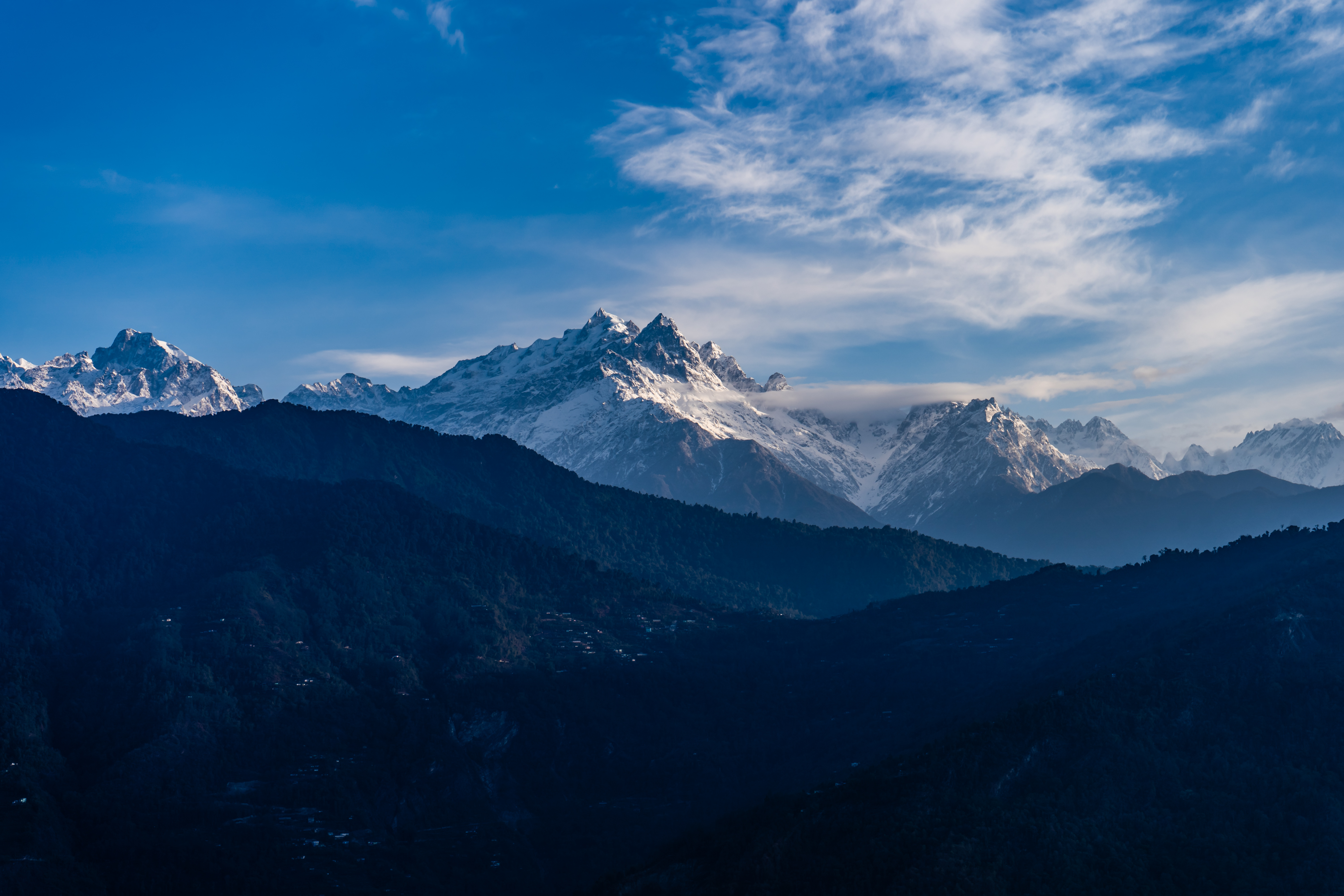 General 6000x4000 nature landscape mountains snow clouds sky trees forest Himalayas India