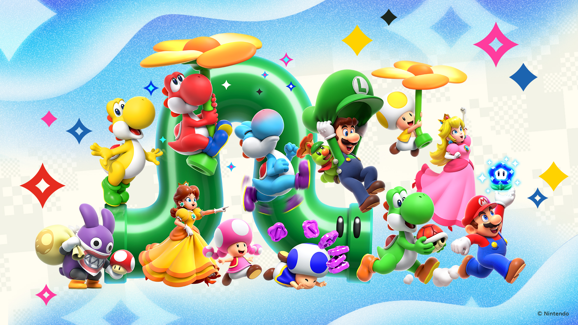 General 1920x1080 Nintendo Yoshi Mario Luigi Princess Peach Princess Daisy Toad (character) Toadette（super Mario）