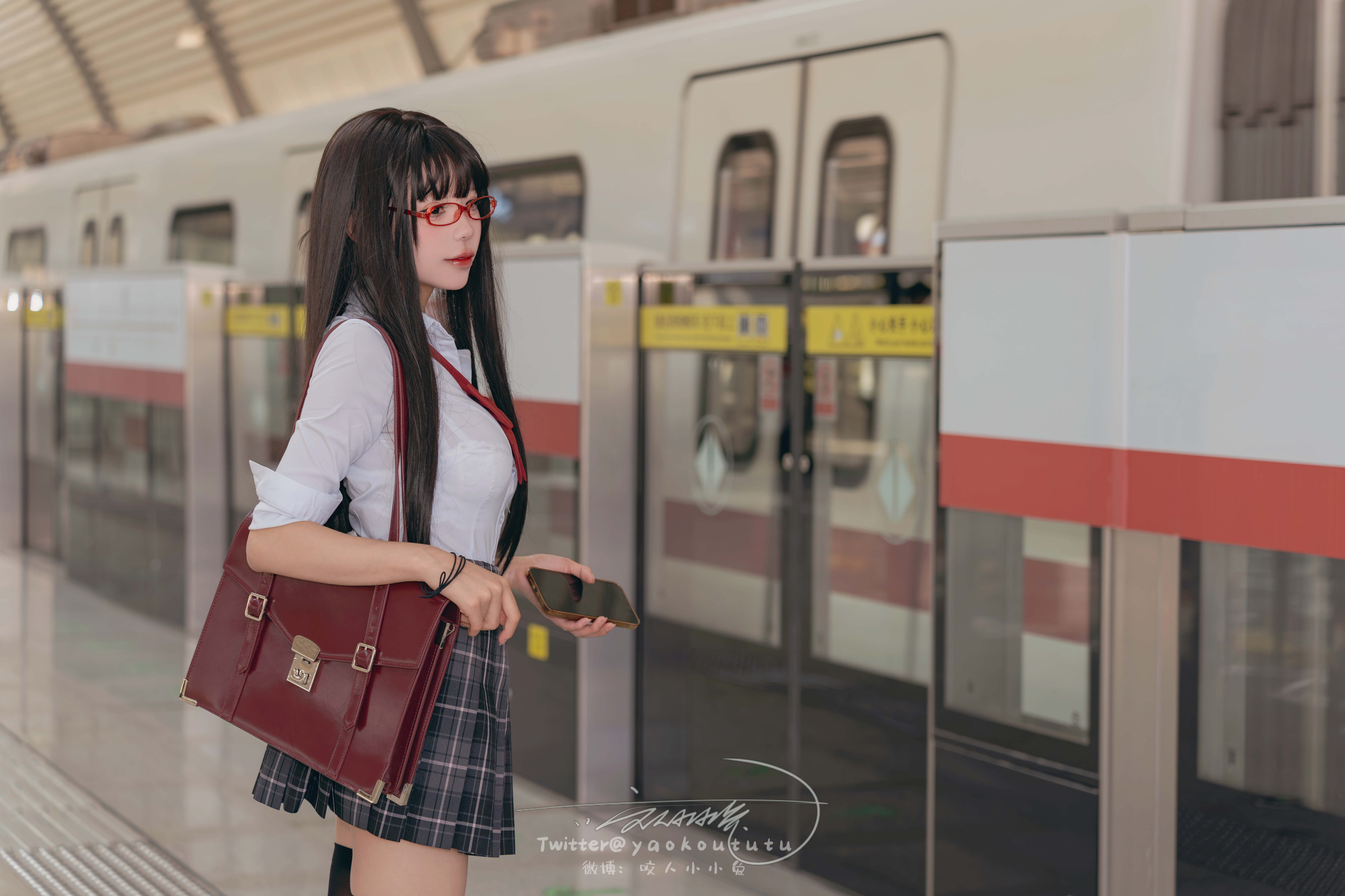People 7008x4672 Asian model women long hair dark hair school uniform cosplay Nian Tuanzitu