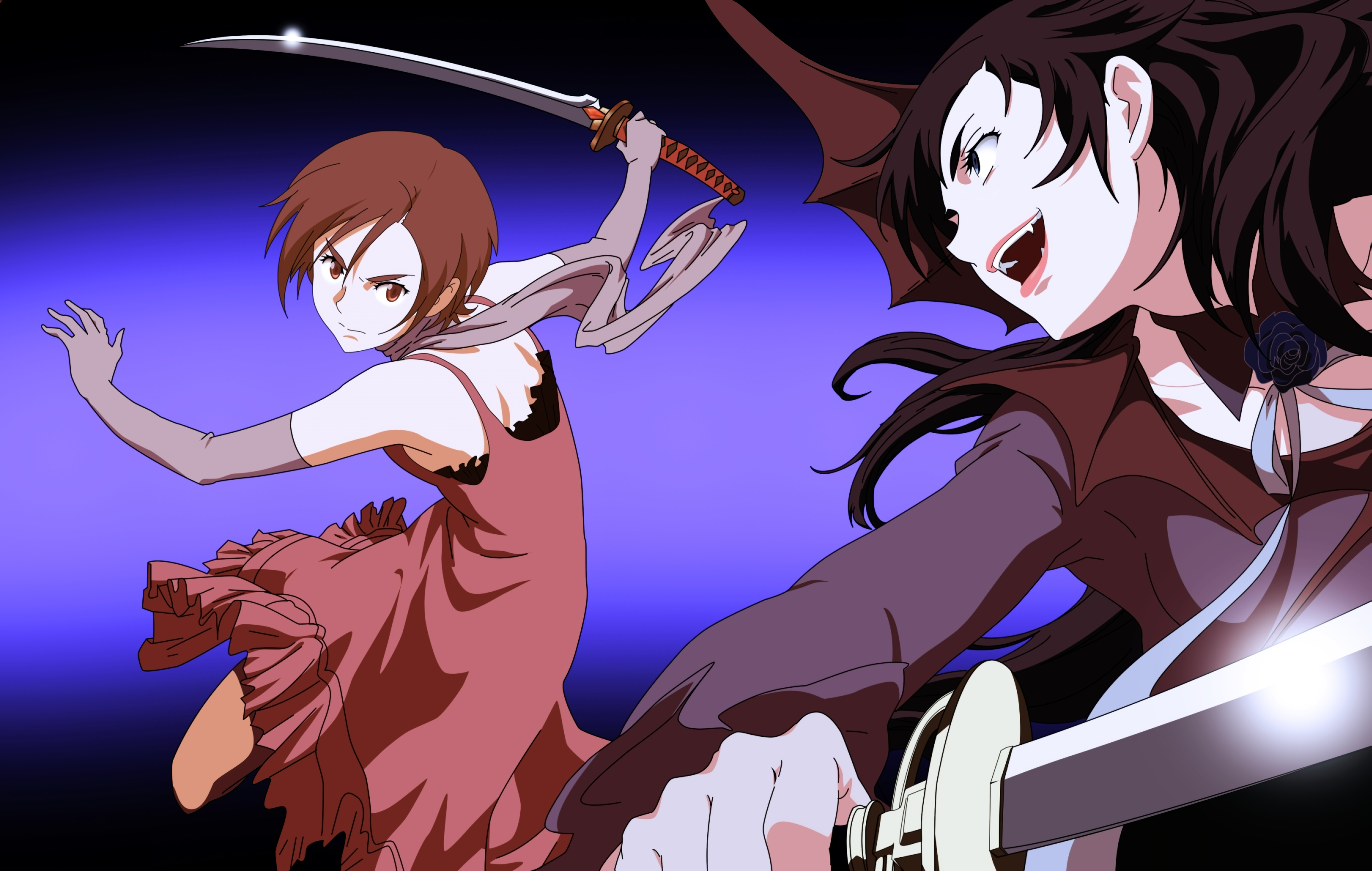 Anime 4000x2538 Saya Otonashi Diva anime sword blue eyes vampires horror Blood+ anime girls women with swords