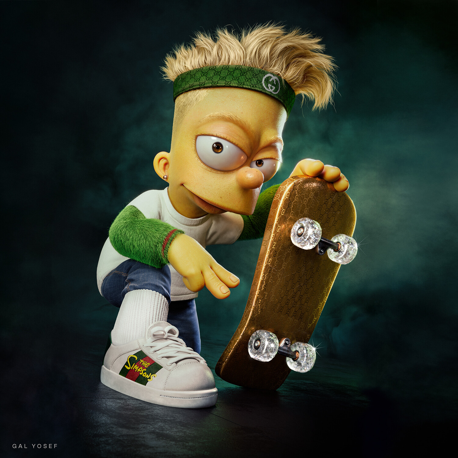 General 1500x1500 cartoon TV series Bart Simpson The Simpsons skateboard CGI Gal Yosef