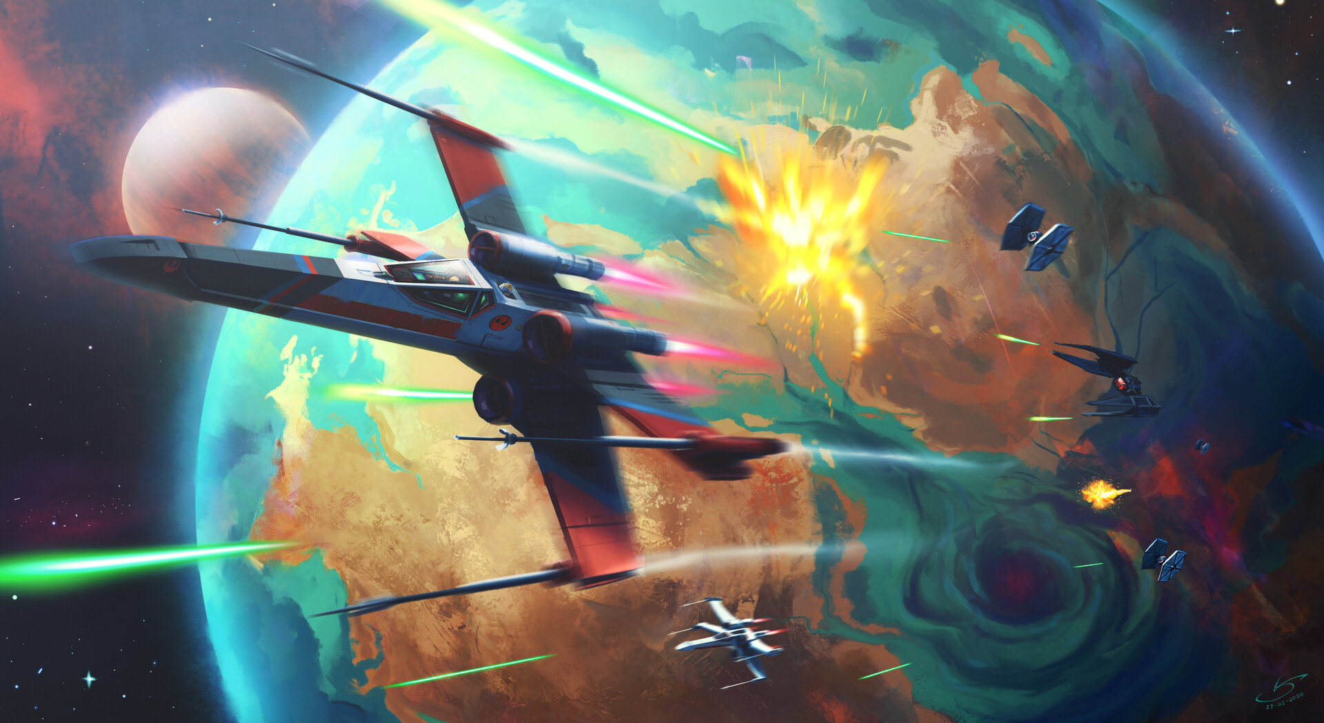 General 1920x1048 Star Wars X-wing planet space spaceship space battle artwork fantasy art