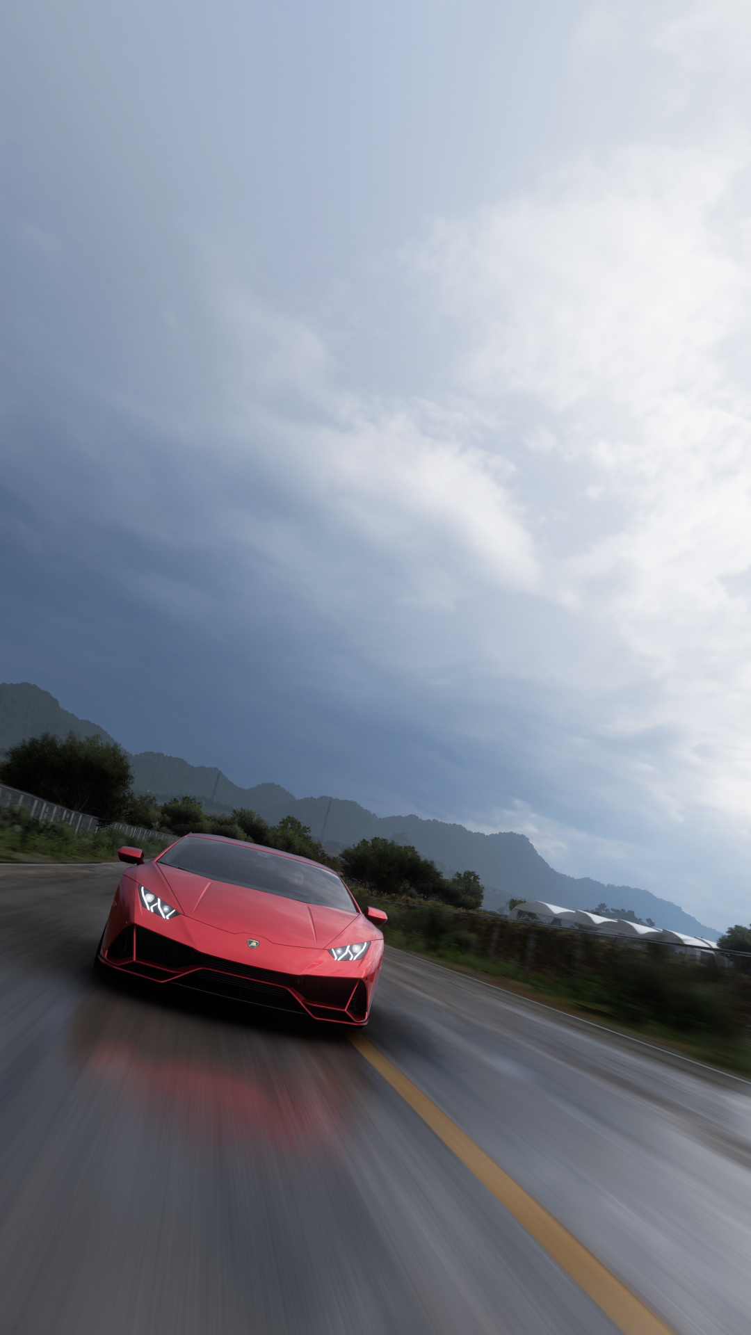 General 1080x1920 Forza screen shot PC gaming car Forza Horizon 5 vehicle frontal view headlights sky clouds road portrait display trees video games CGI angle view
