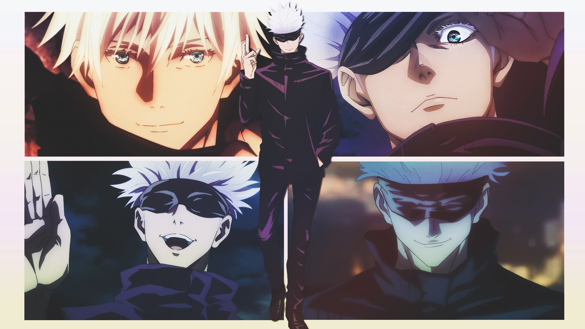 Anime 1920x1080 anime boys Jujutsu Kaisen Satoru Gojo blue eyes collage blindfold