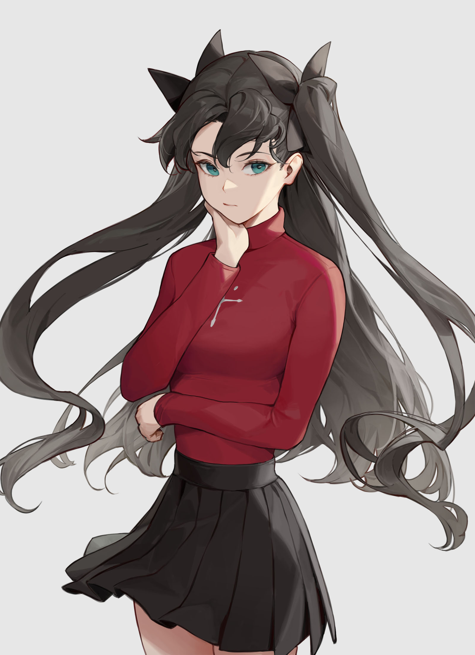 Anime 1600x2206 Tohsaka Rin Fate series Cotta portrait display anime girls twintails long hair skirt looking at viewer