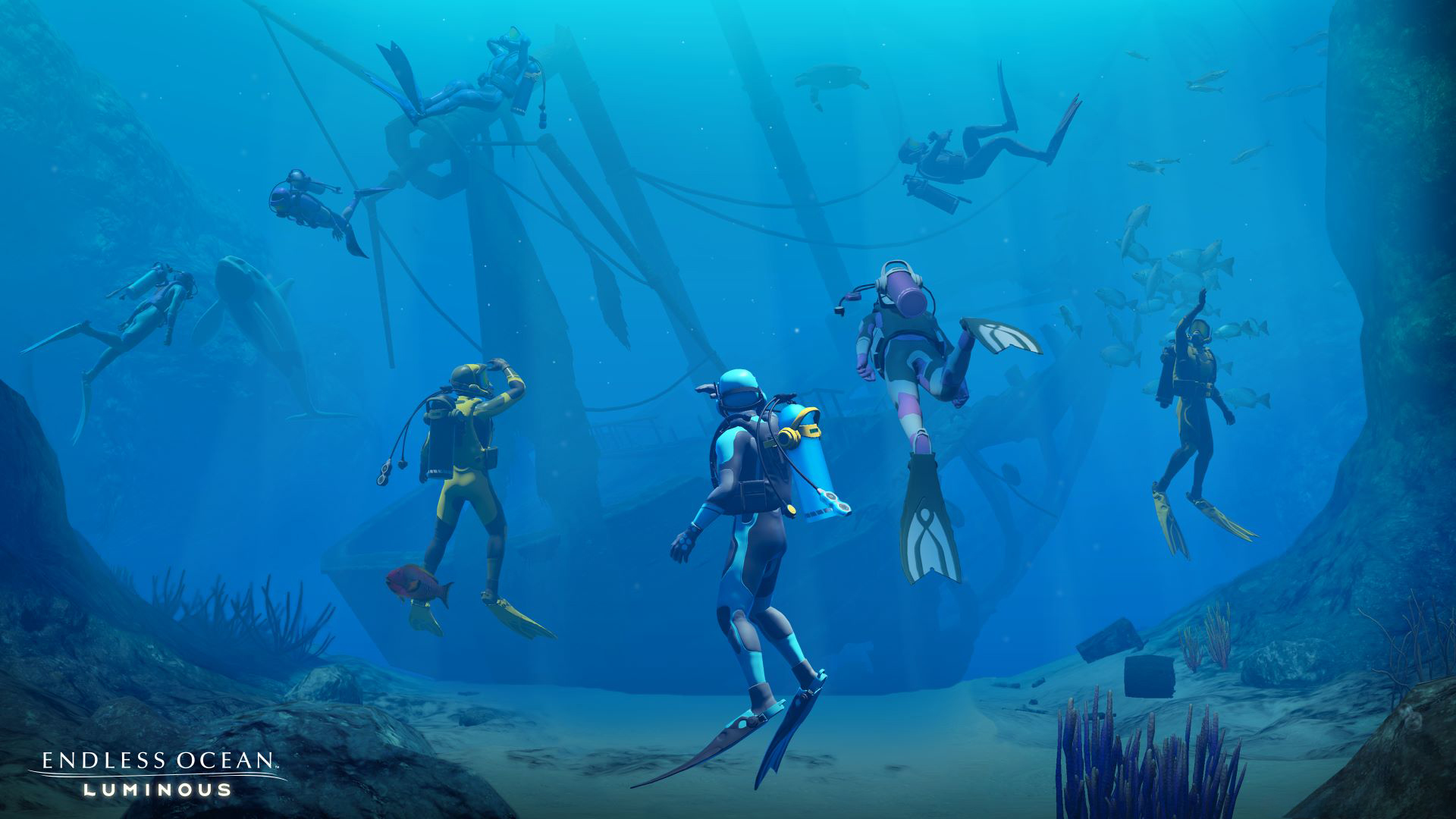 General 1920x1080 Endless Ocean Endless Ocean Luminous video game art scuba scuba diving manta rays fish coral