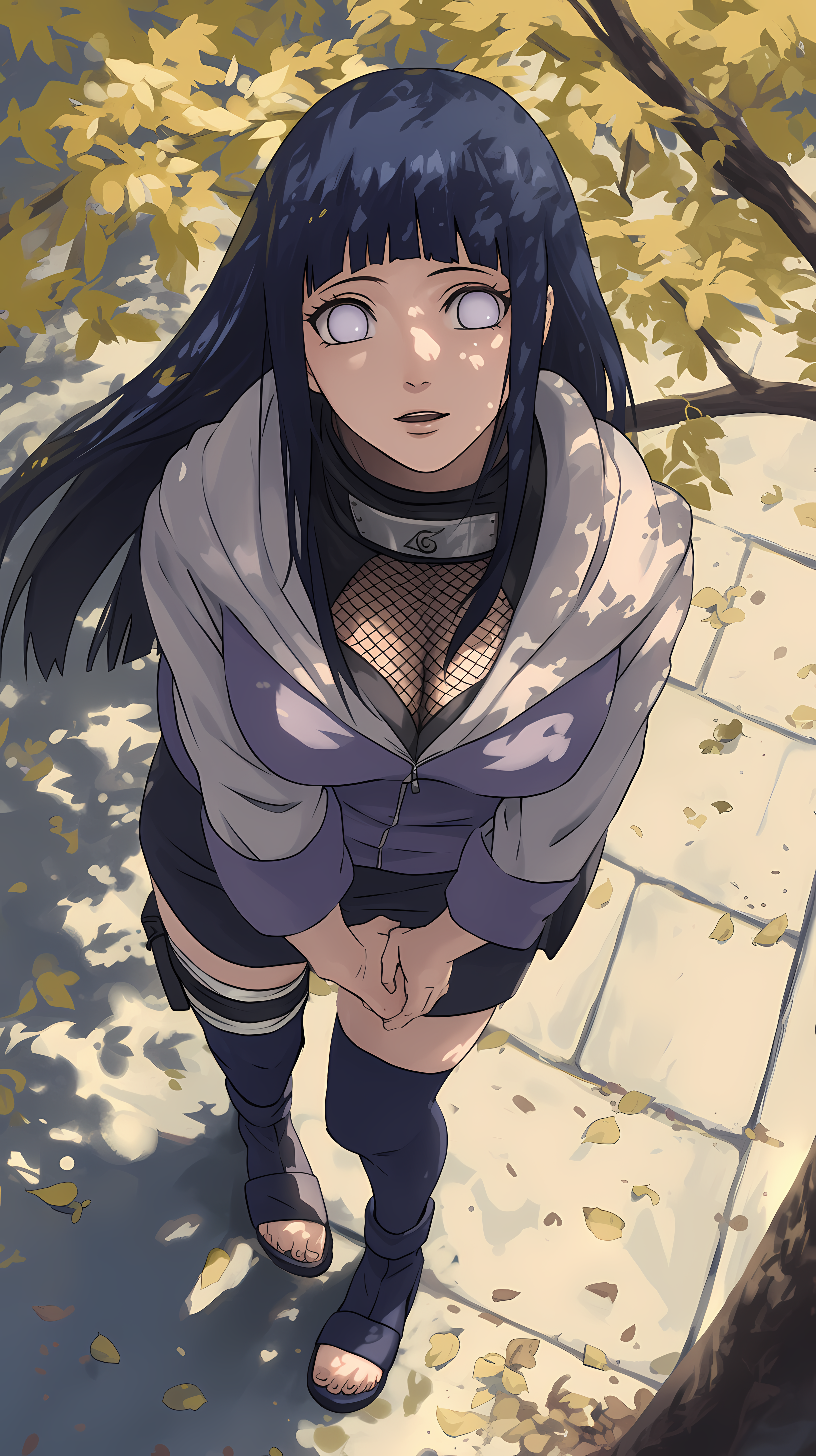 Anime 3264x5824 high angle AI art Naruto (anime) blue hair white eyes Hyuuga Hinata