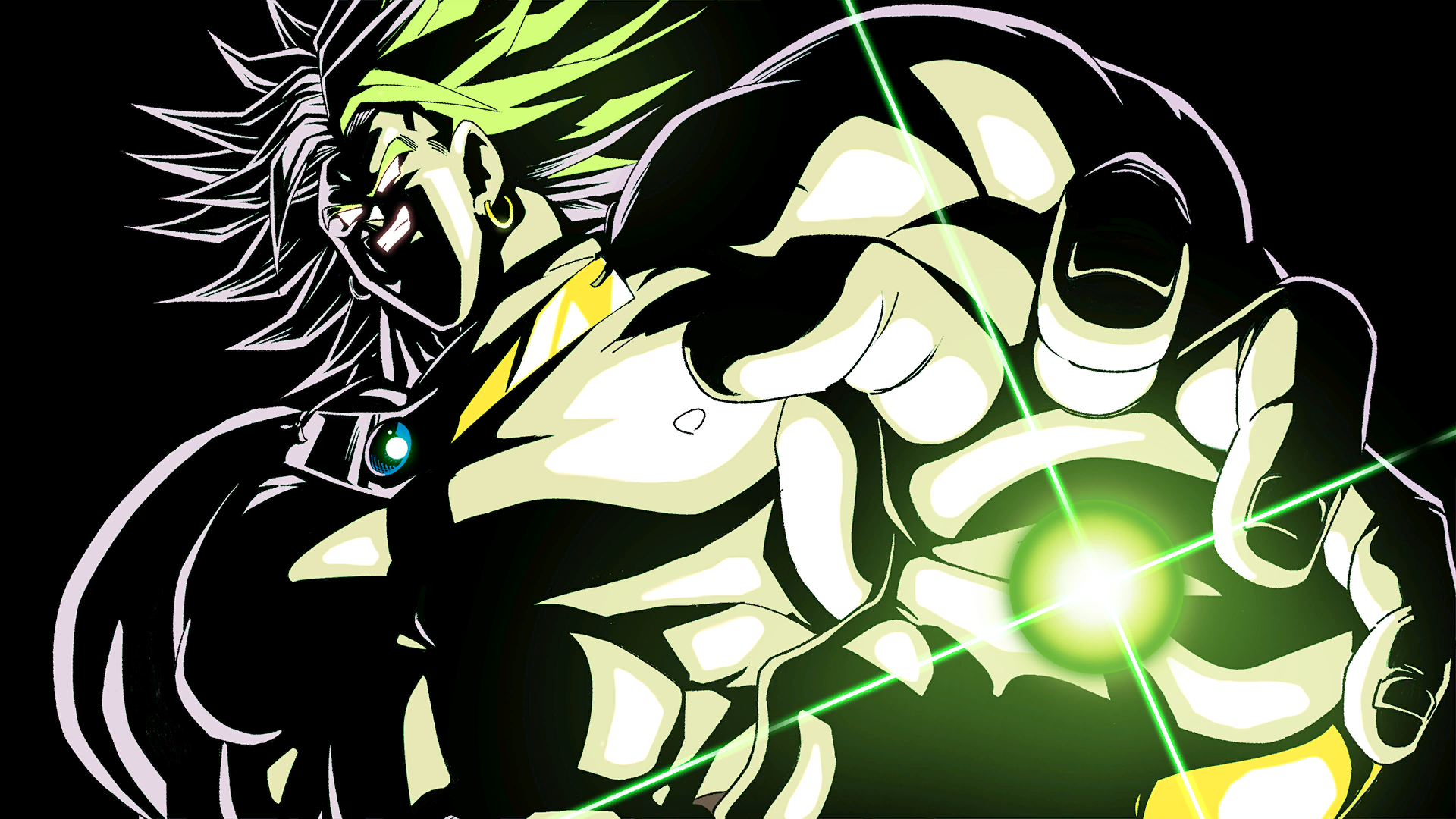 Anime 1920x1080 Dragon Ball Xenoverse 2 video game art Broly anime men muscles earring looking at viewer simple background minimalism black background Dragon Ball Z