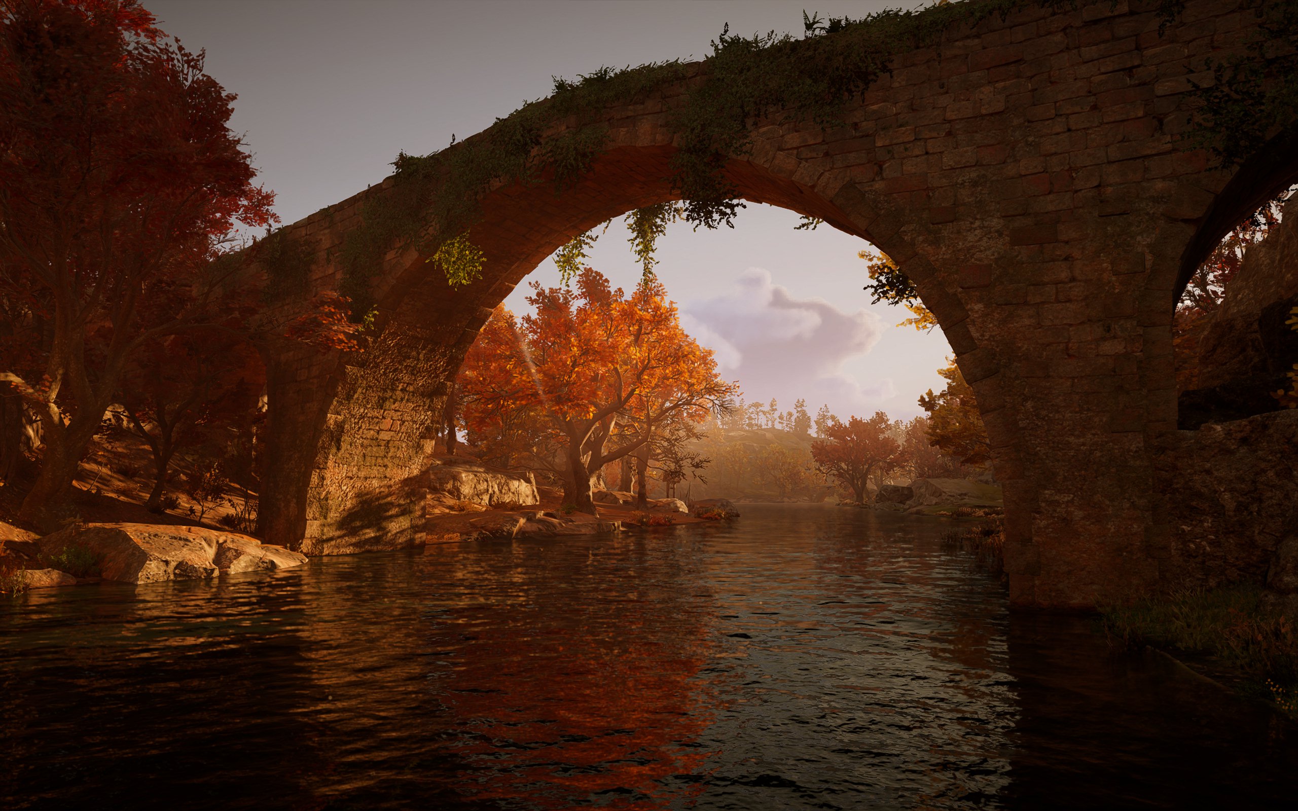 General 2560x1600 Assassin's Creed: Valhalla screen shot PC gaming video games water trees bridge CGI clouds